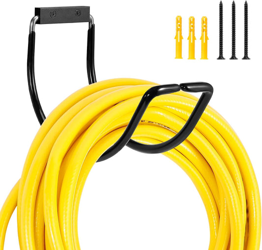 Garden Hose Holder Wall Mounted,304Stainless Steel Solid Hook Holds Up to 150Ft - Black Paint
