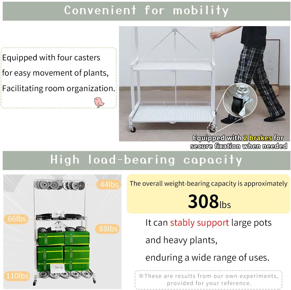 lumizone Foldable 4-Tier Plant Stand Indoor Outdoor Hanging Plant Shelf No Assembly Required Pot Placement Area With Wheels Sturdy Fall Prevention Storage Shelf Flower Pot Stand(4 Tier-Black)