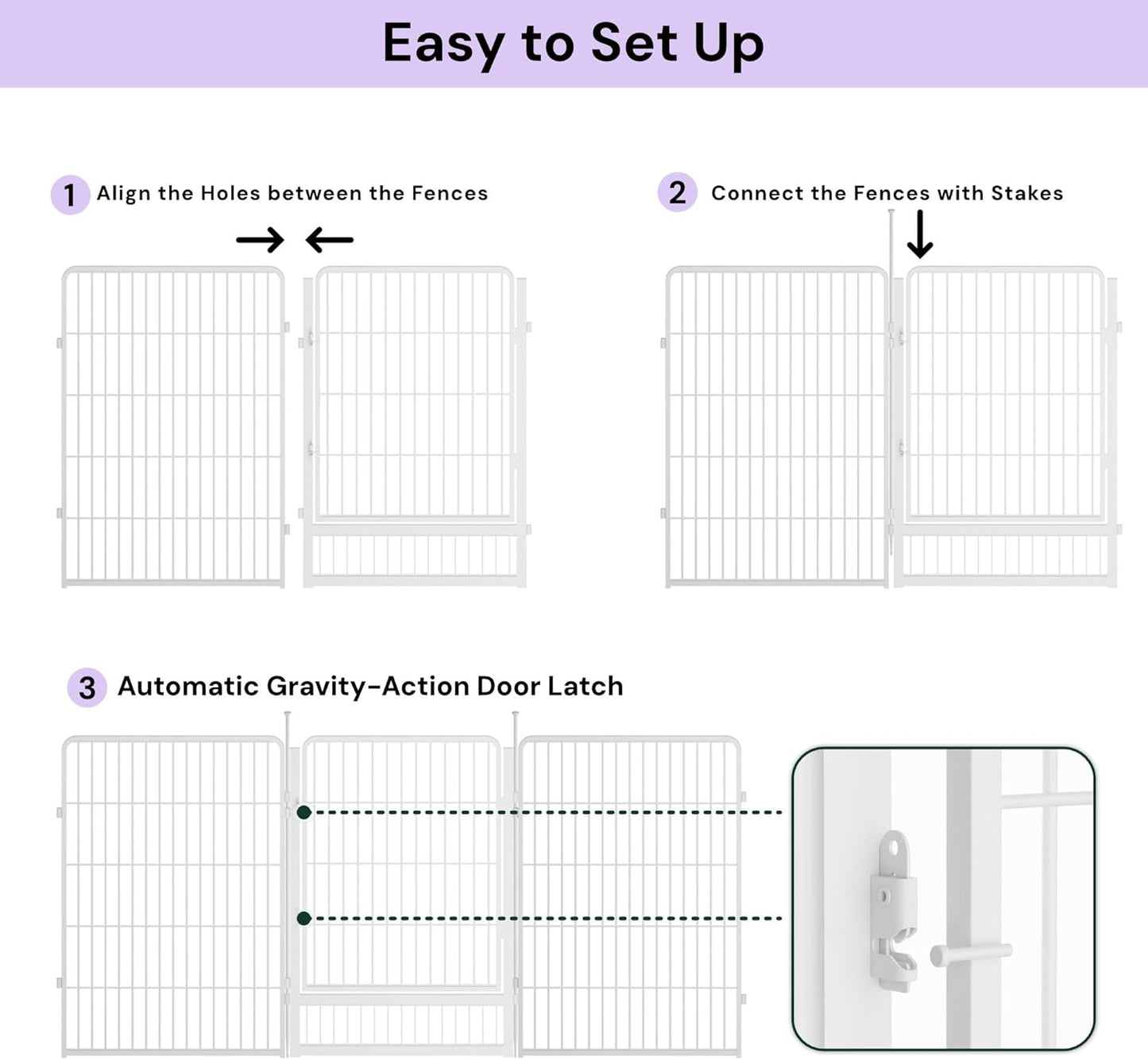 Decorative Garden Fence with Gate 40 in(H) x 26.8 ft(L) 12 Panels, Heavy Duty Metal Animal Barrier Fence for Yard, Flower Bed Fencing, Garden Border Fence, Easy Set Up, White