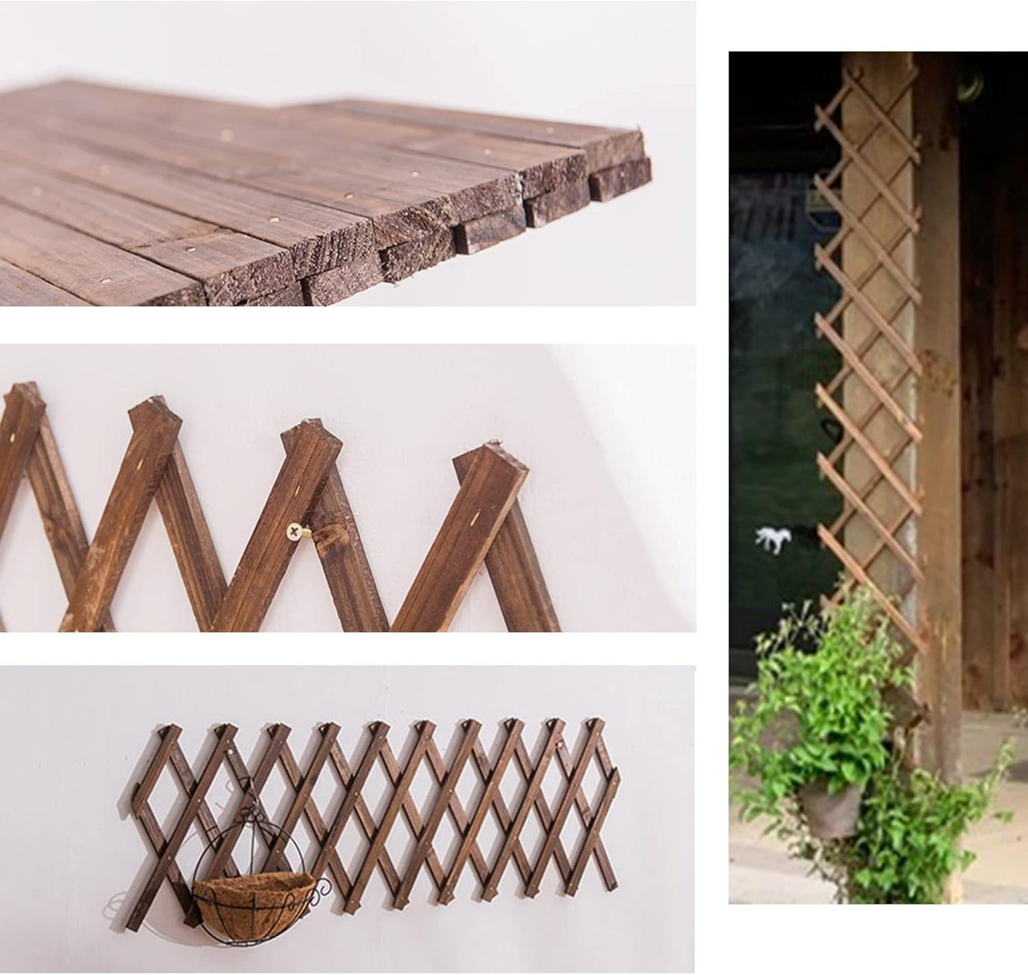 Wooden Lattice Panels for Outside 1Pack, 75"x11.8" Expandable Wood Lattice Fence Wall Garden Trellis Frame for Climbing Plants Outdoor Vine Ivy Rose Patio Room Decorative