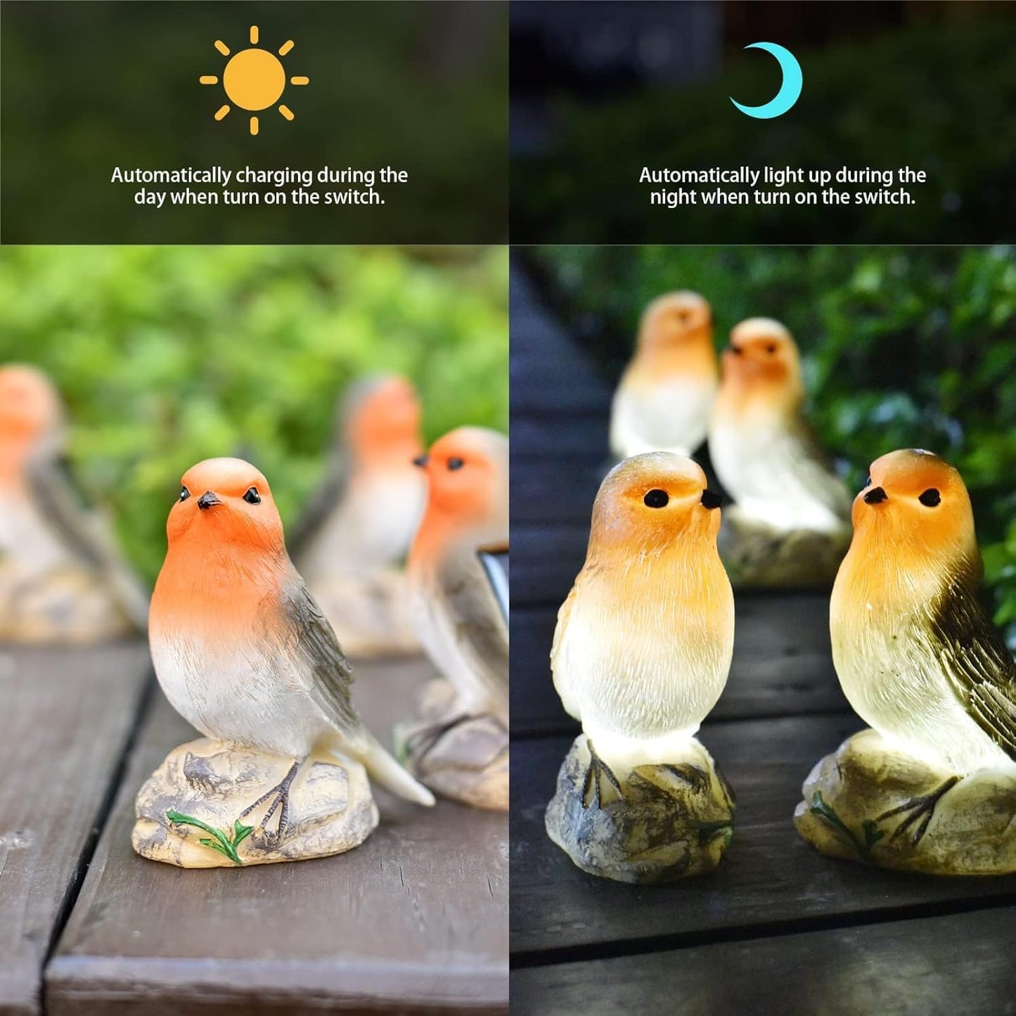 Solar Garden Outdoor Statues Bird Lights, Cute Birds Garden Decor for Outside, Christmas Birthday Gifts Stocking Stuffers Housewarming Gifts Yard Decoration for Women, Mother and Grandma