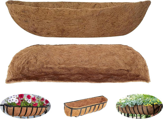 30 inch Replaceable Coco Liner for Railing Basket Horse Trough Coco Liner for Window Box, Coco Liner for Fence Flower Baskets 100% Natural Coir Liners for Basket(30 in / 4Pcs)