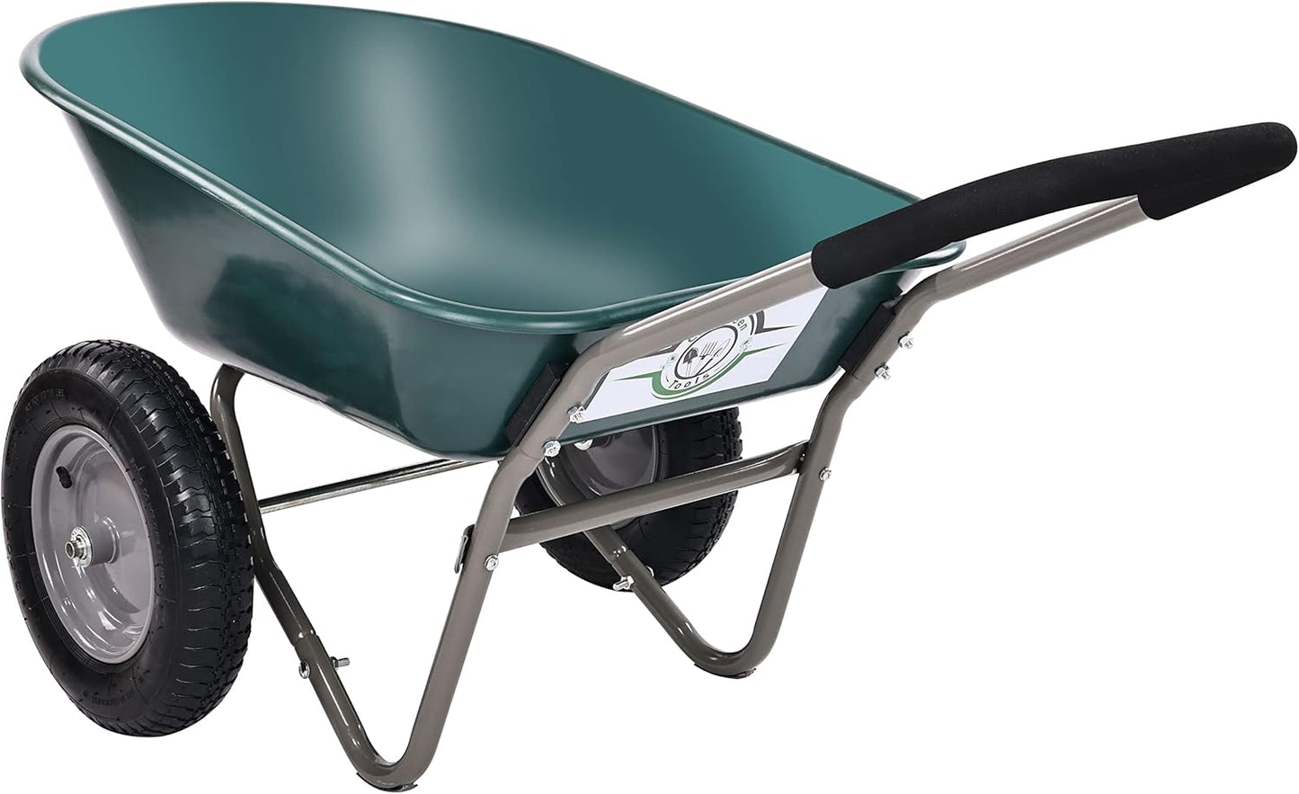 Dual-Wheel Home Garden Yard Utility Wheelbarrow Cart with Built-in Stand