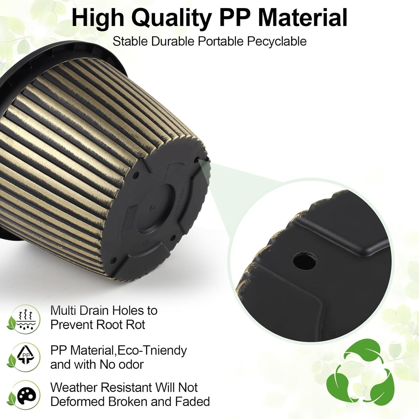 16 inch Large Planter Indoor Outdoor Plant Pots, 4 Pack Plastic Flower Pots with Saucer And Drainage Holes, Modern Garden Planters For Planting Medium Large Plants, Decorative Resin Garden Pots