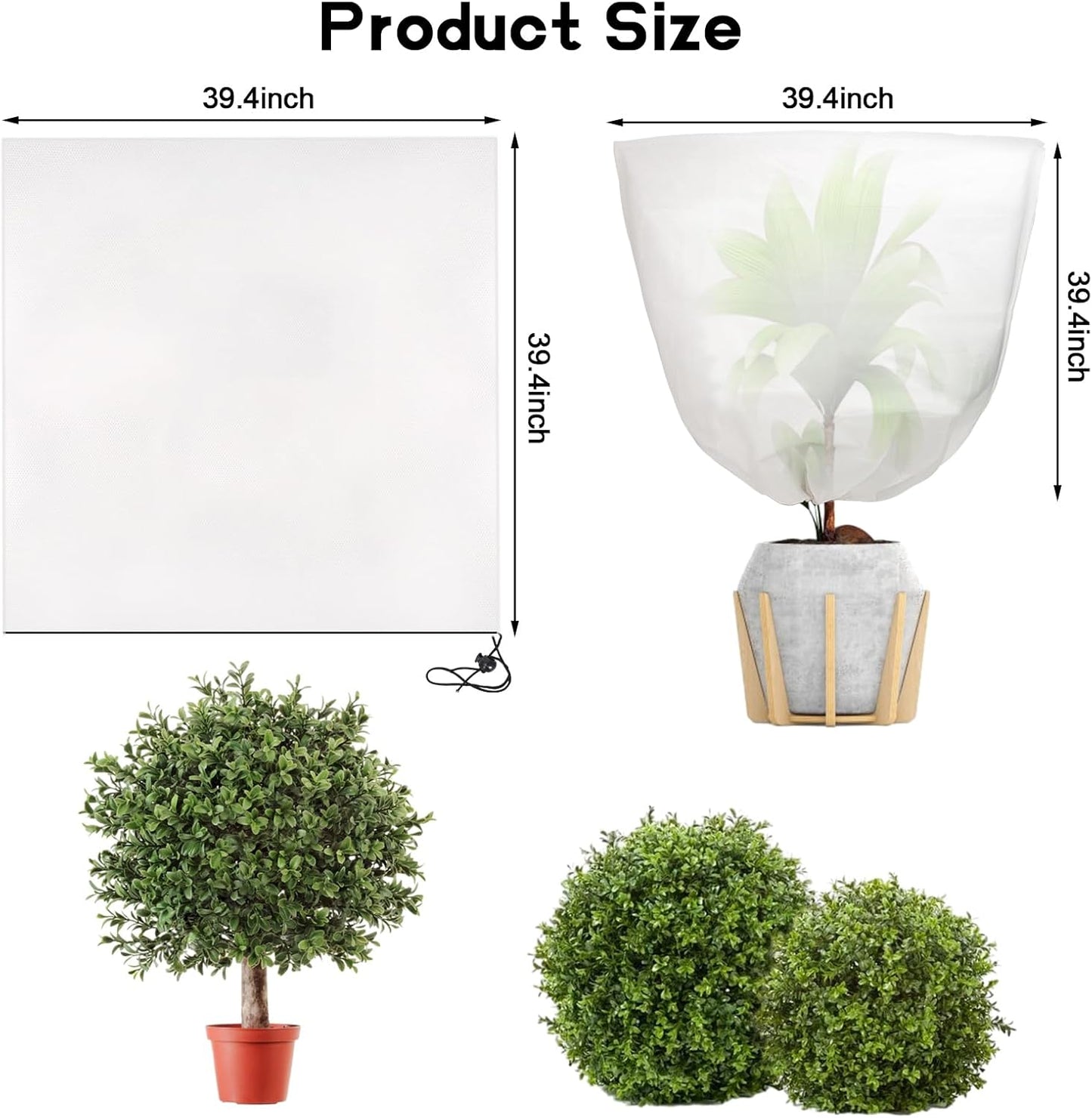 Svepndic 6 PCS Winter Plant Covers Freeze Protection,39X39 Reusable Plant Protector Bag with Drawstring,Winter Plants Jacket Warm Shrubs Cover Blanket Frost Protection for Outdoor Garden Plants