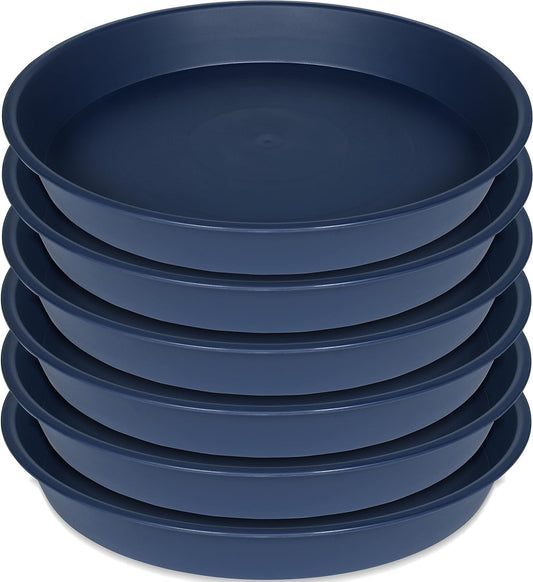 6 Pack Plastic Plant Saucer Planter Water Drip Tray, 4 5 6 7 8 9 10 11 12 inch, Heavy Sturdy Tray for Indoors Outdoor Plants, Flower Pot Saucers for Pots Base (4", Blue)