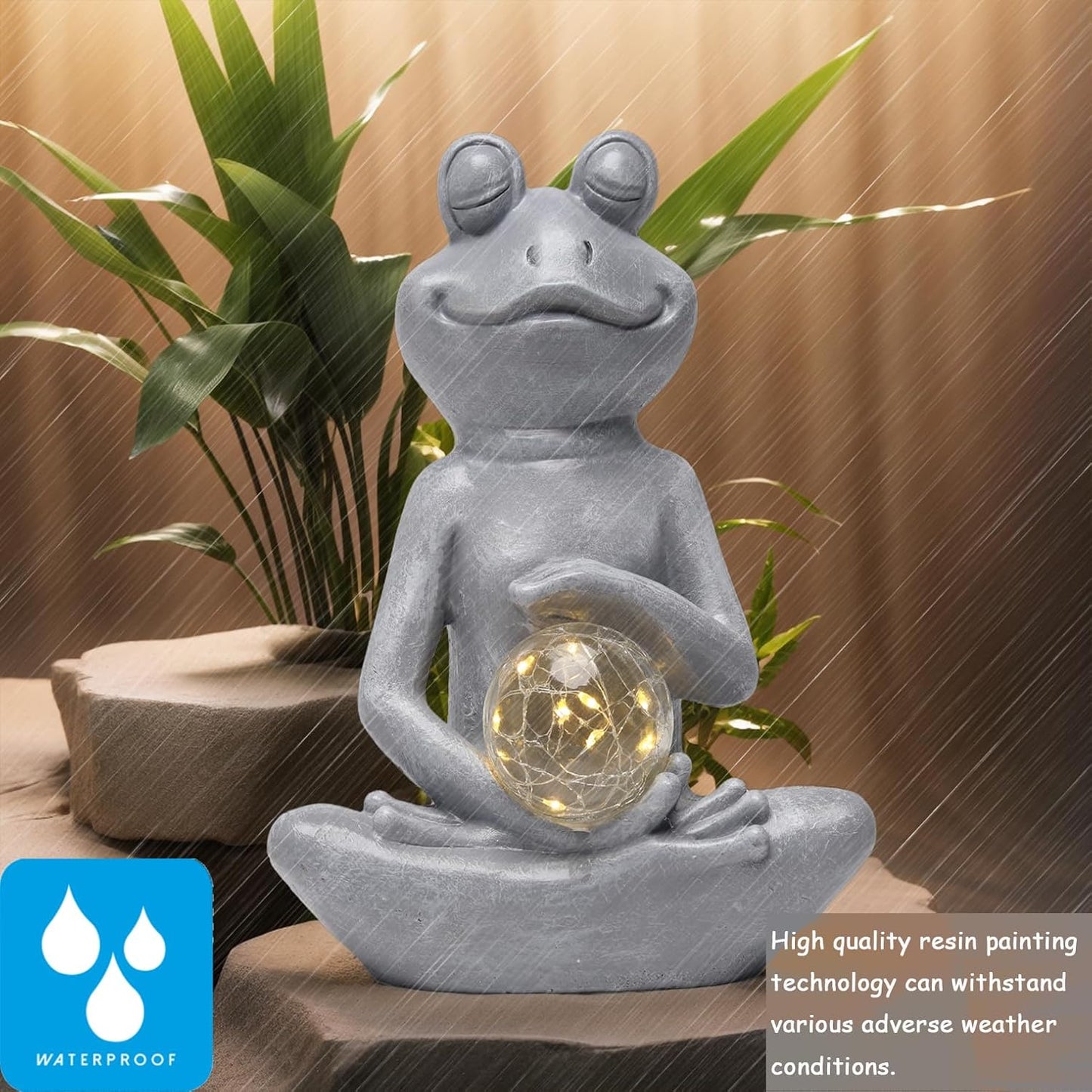 Solar Frog Garden Statues Meditating Yoga Frog Statue Housewarming Gifts for Women Mom Zen Garden Figurines for Lawn Patio Yard Porch Garden Decor Decorations Gift Ideas