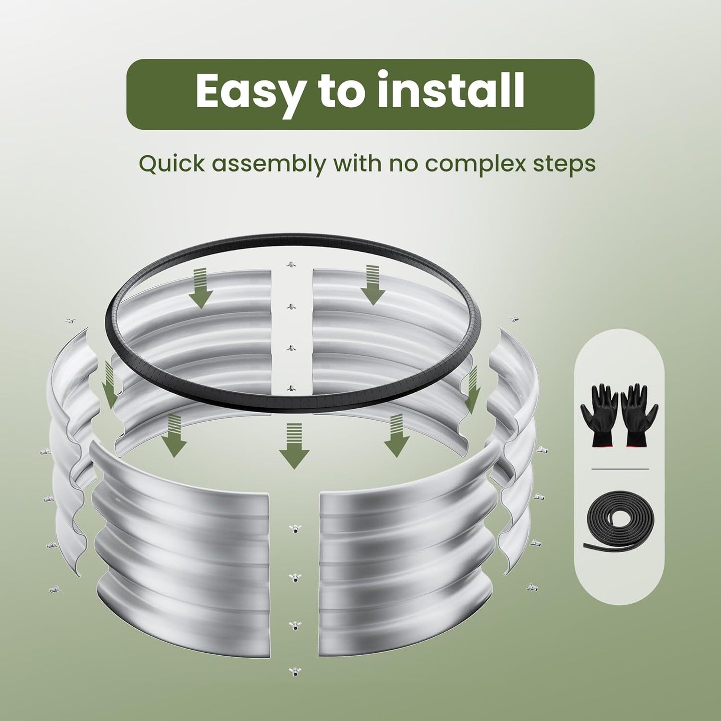 ZXZYHFTY Round Galvanized Raised Garden Bed kit,Silver Outdoor Garden Raised Planter Box, Round Large Metal Raised Garden Beds for Vegetable 2 * 2 * 1ft 2 Pcs