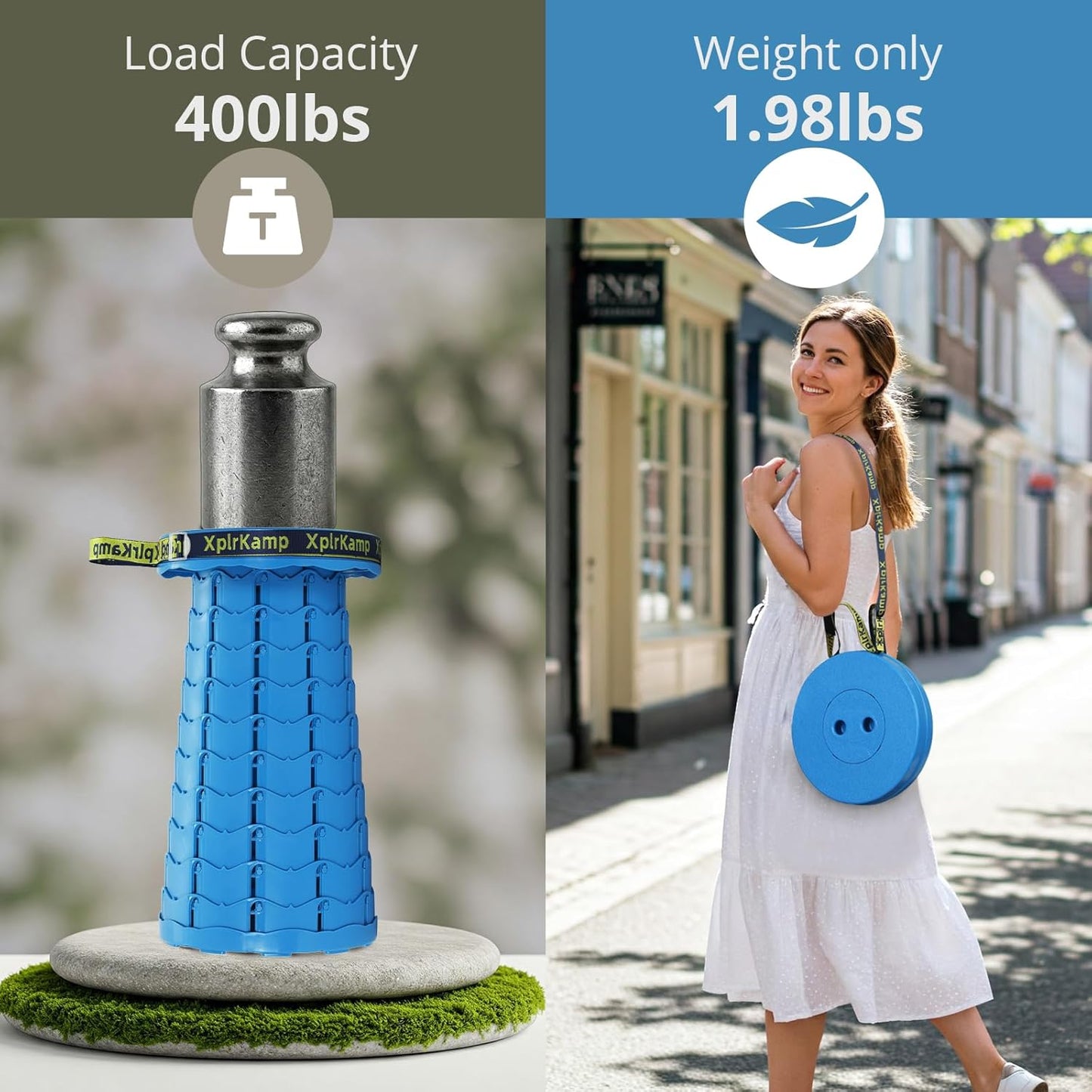 Upgraded Thickened Collapsible Stool, Portable Folding Stool Chair Lightweight But Sturdy Foldable Camping Stool, Retractable Telescopic Seat for Picnics Fishing Hiking BBQ (2, Blue)