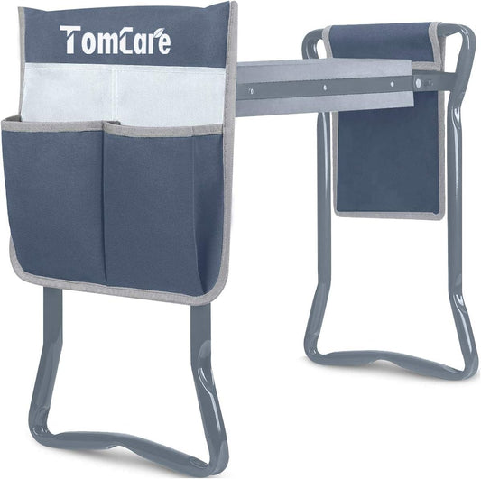 TomCare Garden Kneeler Seat Garden Bench Garden Stools Foldable Stool with Tool Bag Pouch EVA Foam Pad Outdoor Portable Kneeler Christmas Gardening Gifts for Women Men,Large 21.65"x10.62"x18.89",Grey