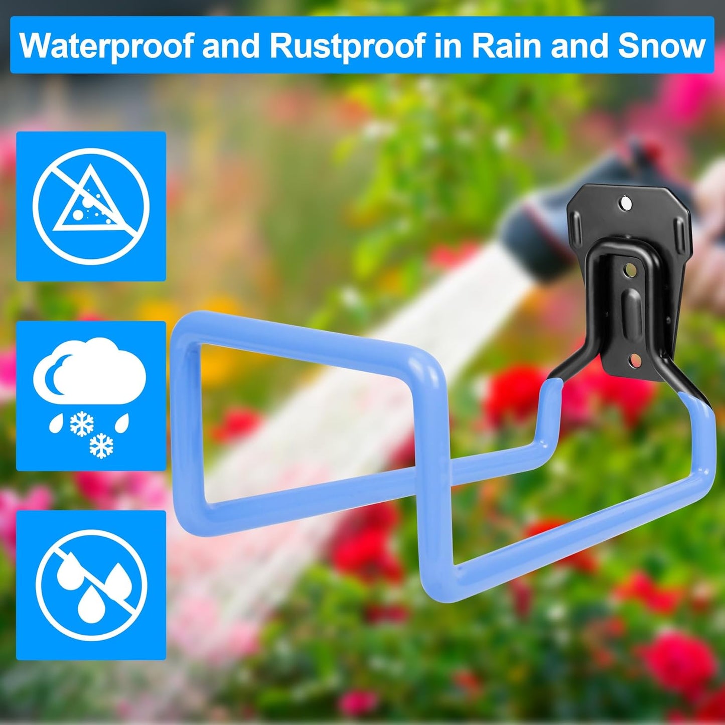 Hose Holder Wall Mount - Metal Hose Hook Garden Hose Rack Heavy Duty Water Hose Reels for Outside Water Hose, Extension Cords