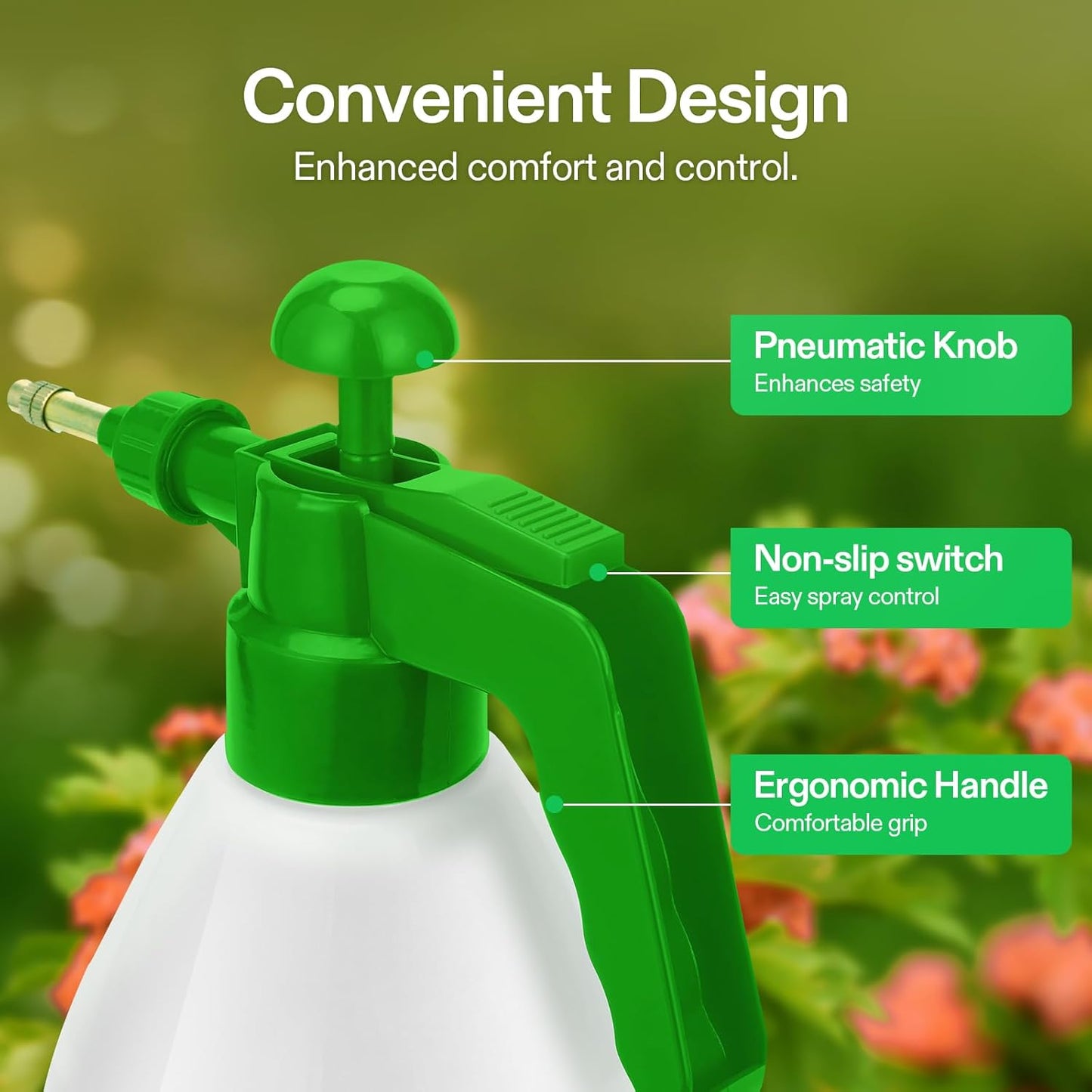 VIVOSUN 27oz Pump Sprayer, Handheld Garden Water Sprayer Bottle with Adjustable Brass Nozzle, for Spraying Plants, Flowers, Weeds and Cleaning, Green
