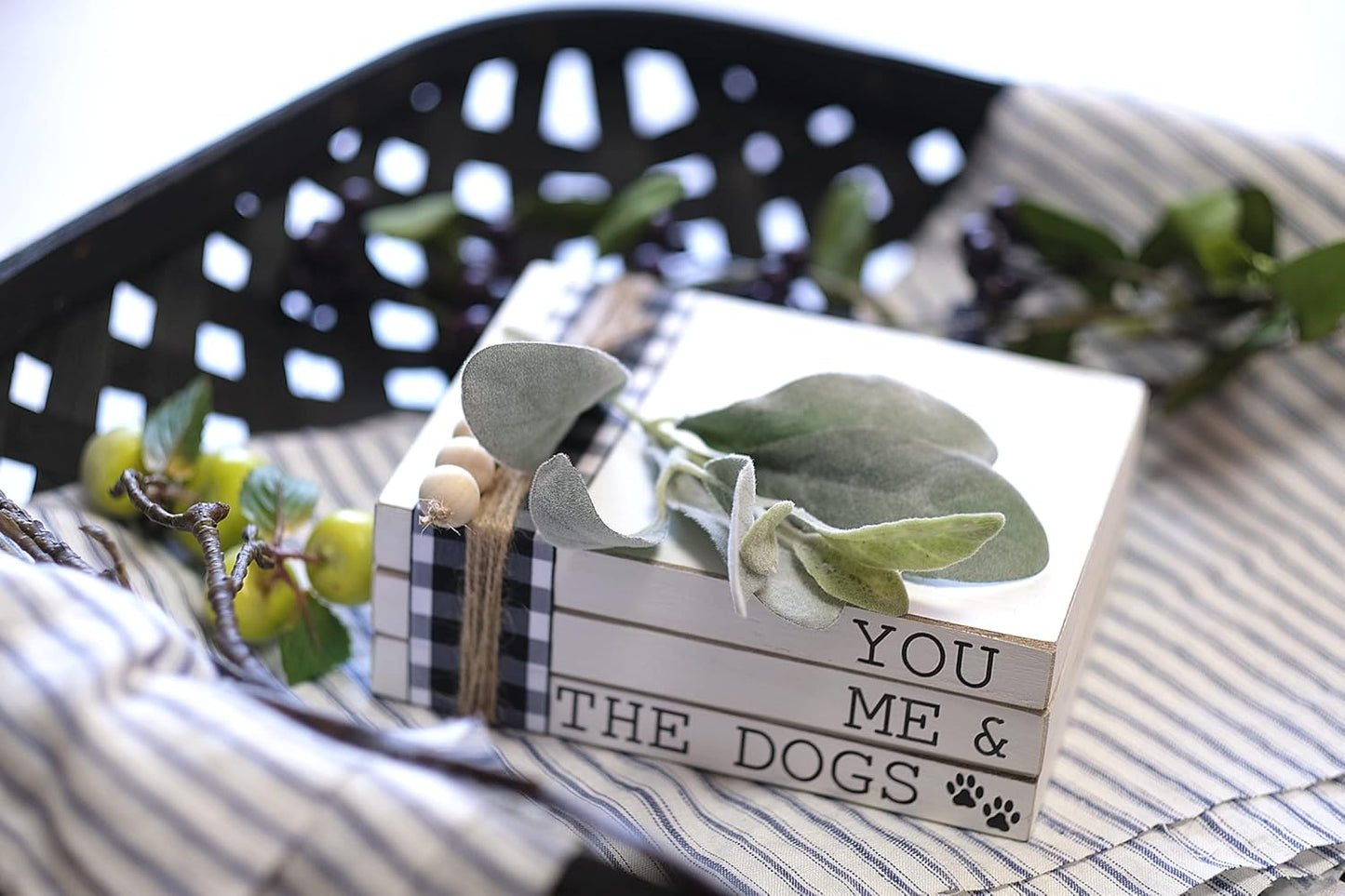 Lavender Inspired - You Me and the Dogs Dog Sign, 3 Stacked Books