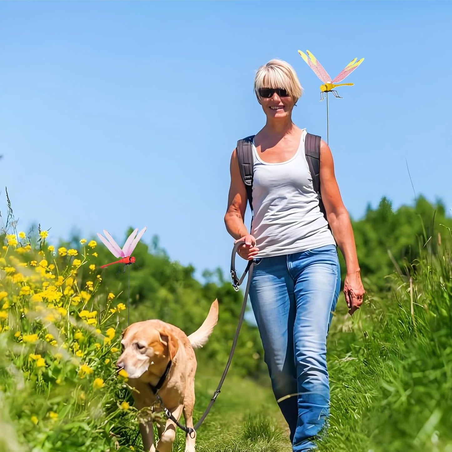 Jongdari 4pcs Dragonfly Hat Clip Realistic Fake Dragonflies Clip-On Garden Outdoor Decor Stakes Plastic Dragon Fly Clips Plant Decorations for Pot