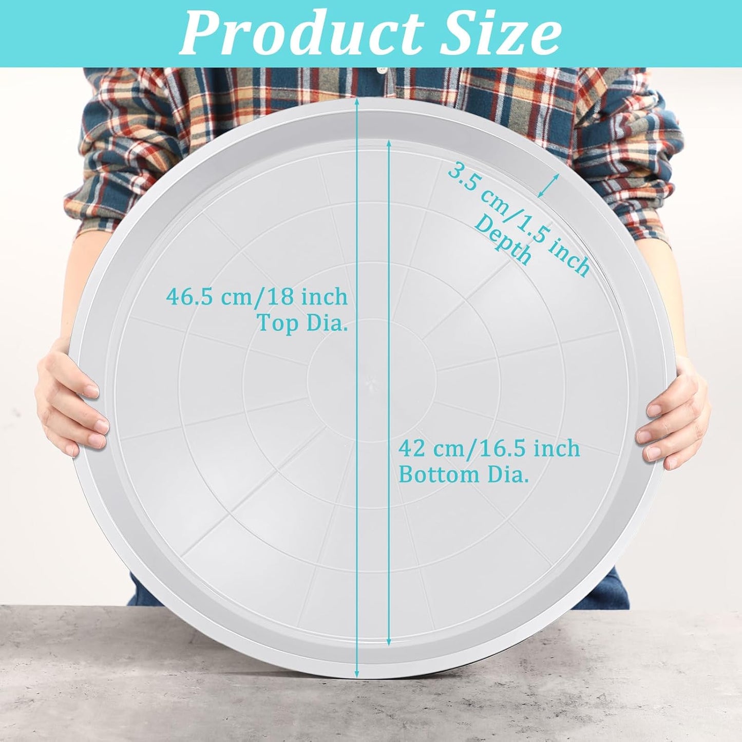 Eccliy 12 Pcs Plastic Plant Saucers Round Plant Tray Large Flower Pot Heavy Duty Planter Water Trays Thick Planter Drip Saucers for Indoors and Outdoors(18 Inch,White)