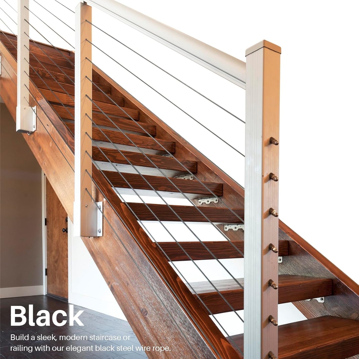 1000FT 1/8" Black T316 Stainless Steel Cable, 7x7 Strands Construction, Black Wire Rope Aircraft Cable for Indoor, Outdoor, Deck Fence Railing, and DIY Balustrades