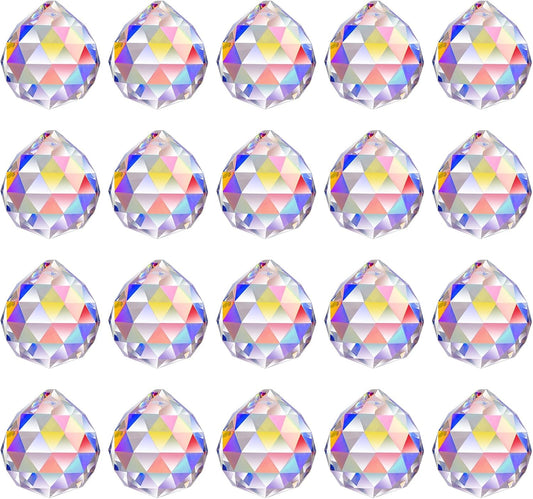 MerryNine 20Pack Crystal Ball 0.8"/20mm Prism Sun Shine Catcher Rainbow Pendants Maker, Hanging Crystals Prisms for Windows, for Feng Shui, for Gift (AB Color)