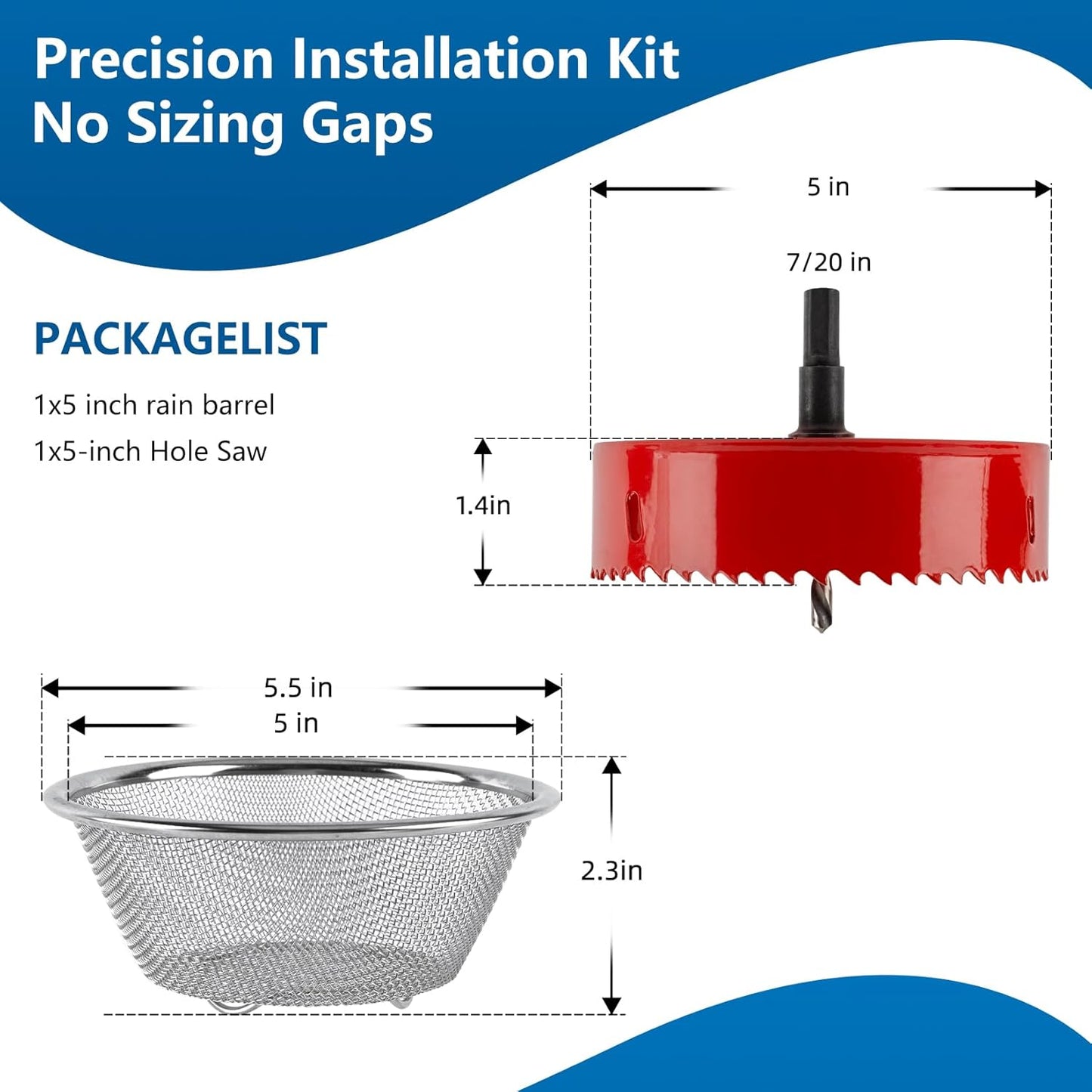 5" Rain Barrel Screen Filter with Hole Saw - Aluminum Mesh Cover DIY Kit for Rainwater Collection System (rain Barrel Diverter kit) (rain Barrel Diverter kit)