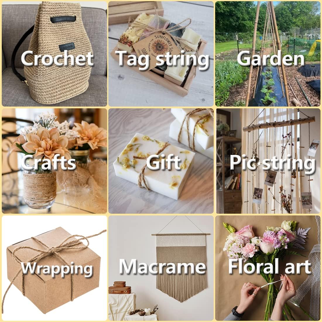 PerkHomy Jute Twine String 3600 Feet Natural Thin for Craft Gardening Plant Gift Wrapping Tag Art Wedding Home Decoration Packing Material Christmas Bulk (3600 FT * 2mm (3Ply))