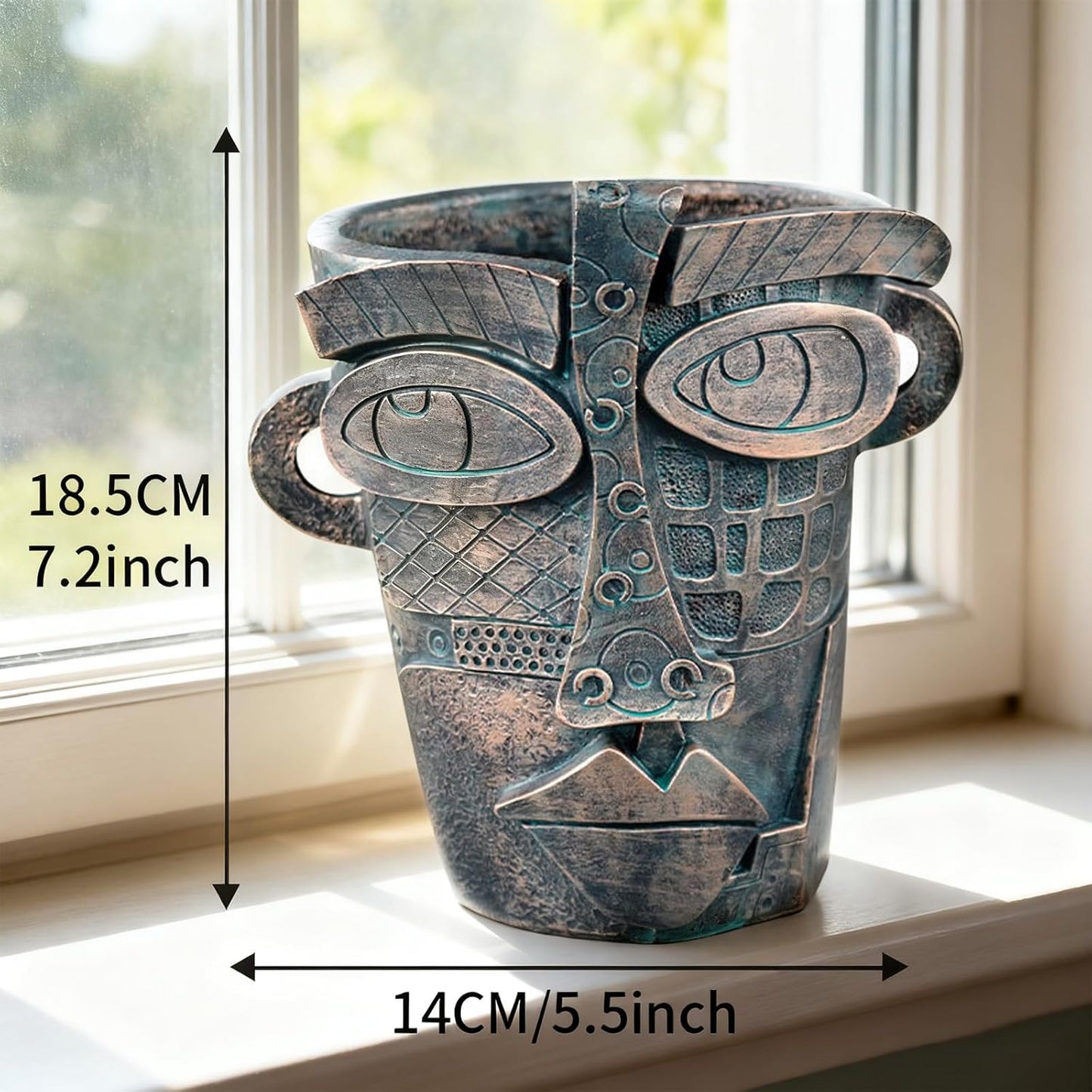 Large Flower Pots Colorful Face Planters Head Planter, Modern Abstract Funky Plant Pots Indoor&outdoor Garden Plant Ornament Show Pieces, Cute Eclectic Flower Planters Pots for Shelf Centerpieces