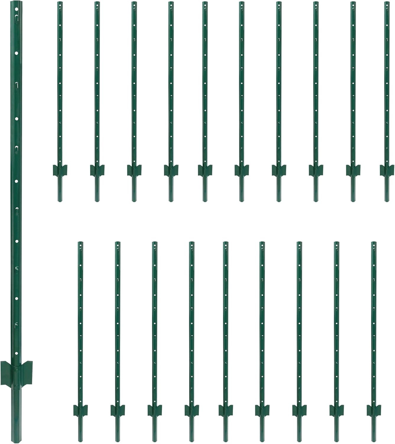 Sunnyglade 20 Pack 3.8 FT Heavy Duty Metal U-Post Garden Fence Stakes, No Dig U-Channel Fence Posts, Corner Anchor Poles for Wire, Electric, Mesh Fencing (20)
