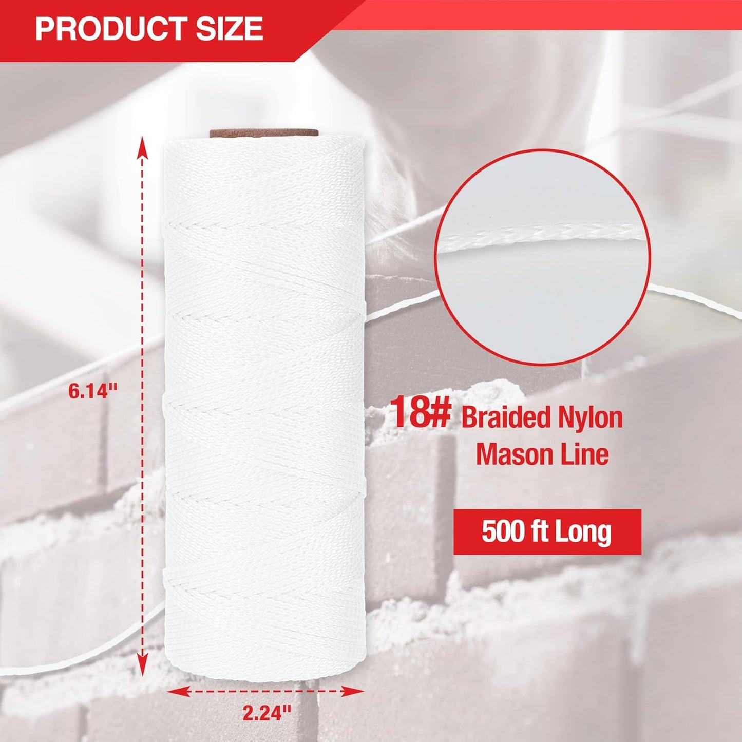 Goldblatt Mason Line, 500 Feet #18 Braided Nylon String, Perfect for Gardening or Masonry