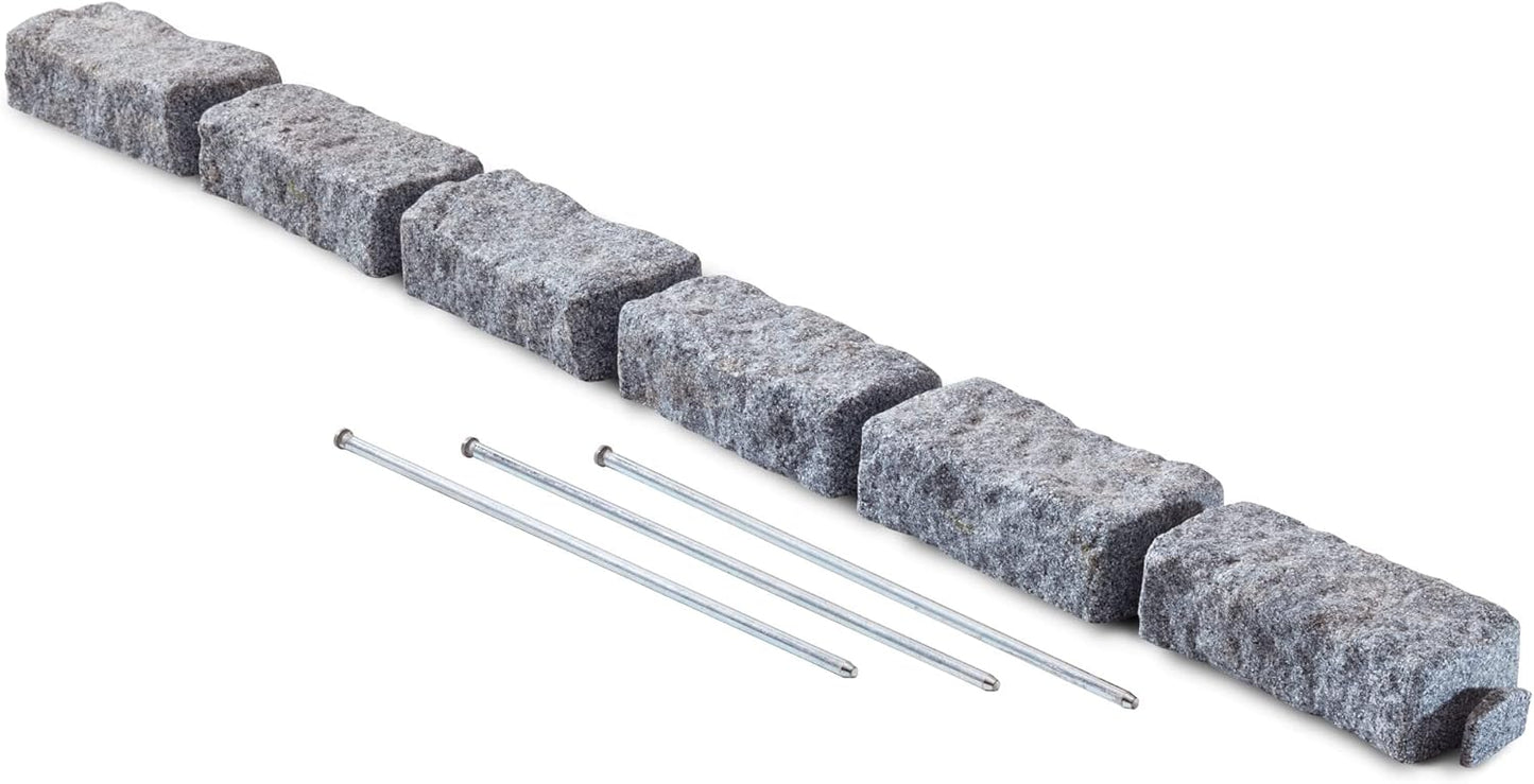 Beuta Landscape Edging | Garden Edging Border | Faux Stone Bricks for Lawn Edging, Flower beds, Pathways & Yard Edging– 1 Pack | Each Section Has 6 Bricks 48" L x 4" W x 2.25" H | 3 Spikes |Greystone