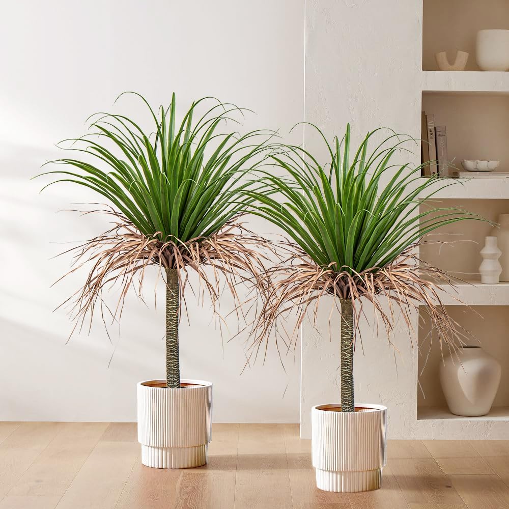 Hollyone 2 Pack Artificial Agave Tree, 3.6Ft Faux Yucca Plant in Pot, Green, Polyester, Indoor/Outdoor Decor, Housewarming Gift