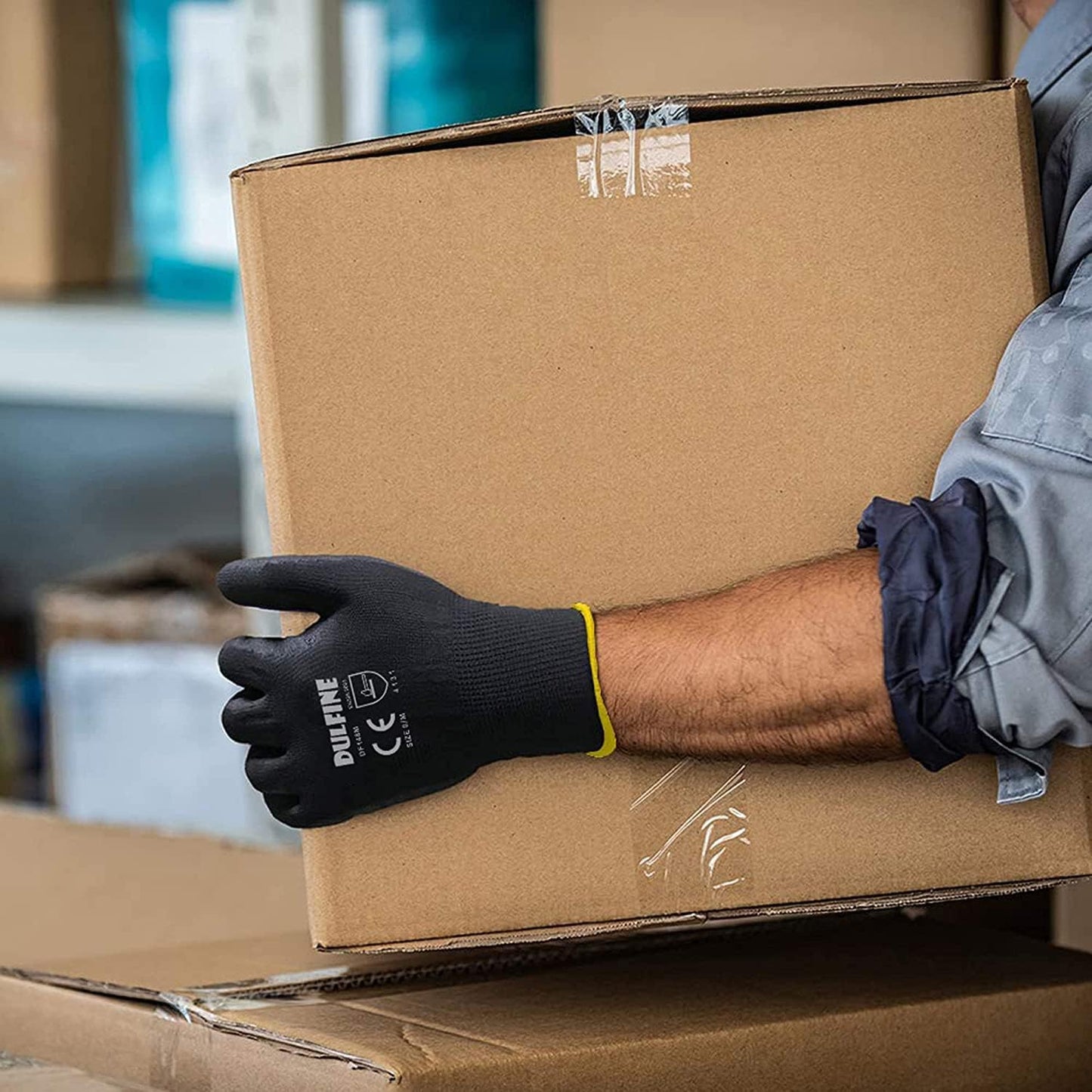 DULFINE Ultra-Thin PU Coated Work Gloves-60 Pairs,Excellent Grip,Nylon Shell Black Polyurethane Coated Safety Work Gloves, Knit Wrist Cuff,Ideal for Light Duty Work. (XX-Large)