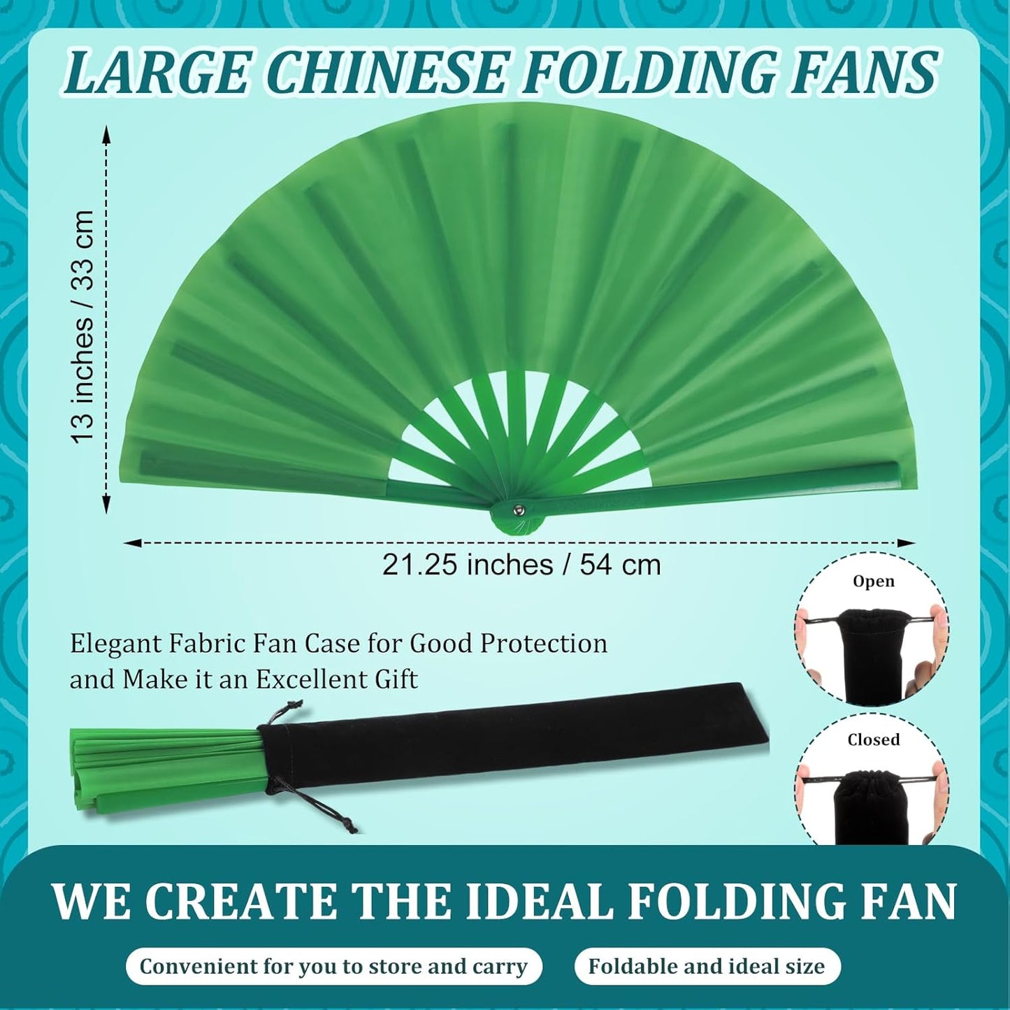 Blulu 4 Pcs 11 Inch Large Folding Hand Fans Bulk Clapping Popping Rave Fans for Kids Women Men for Dancing Boots on The Ground Festival Party Decoration(Classic Style, Retro Color)