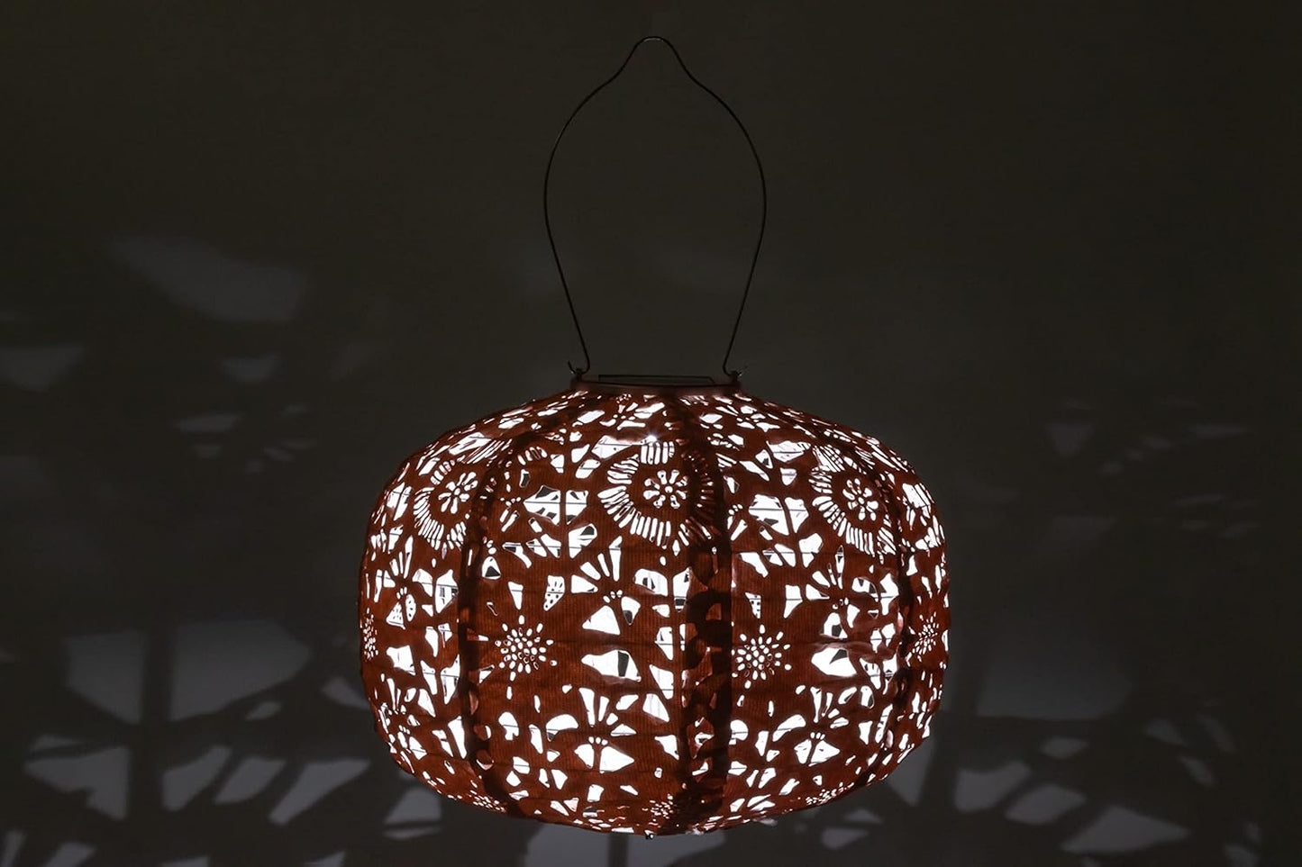 Allsop Soji Stella - Floral Punch - Square Sunflower - 11" Outdoor Solar Lantern - Clay