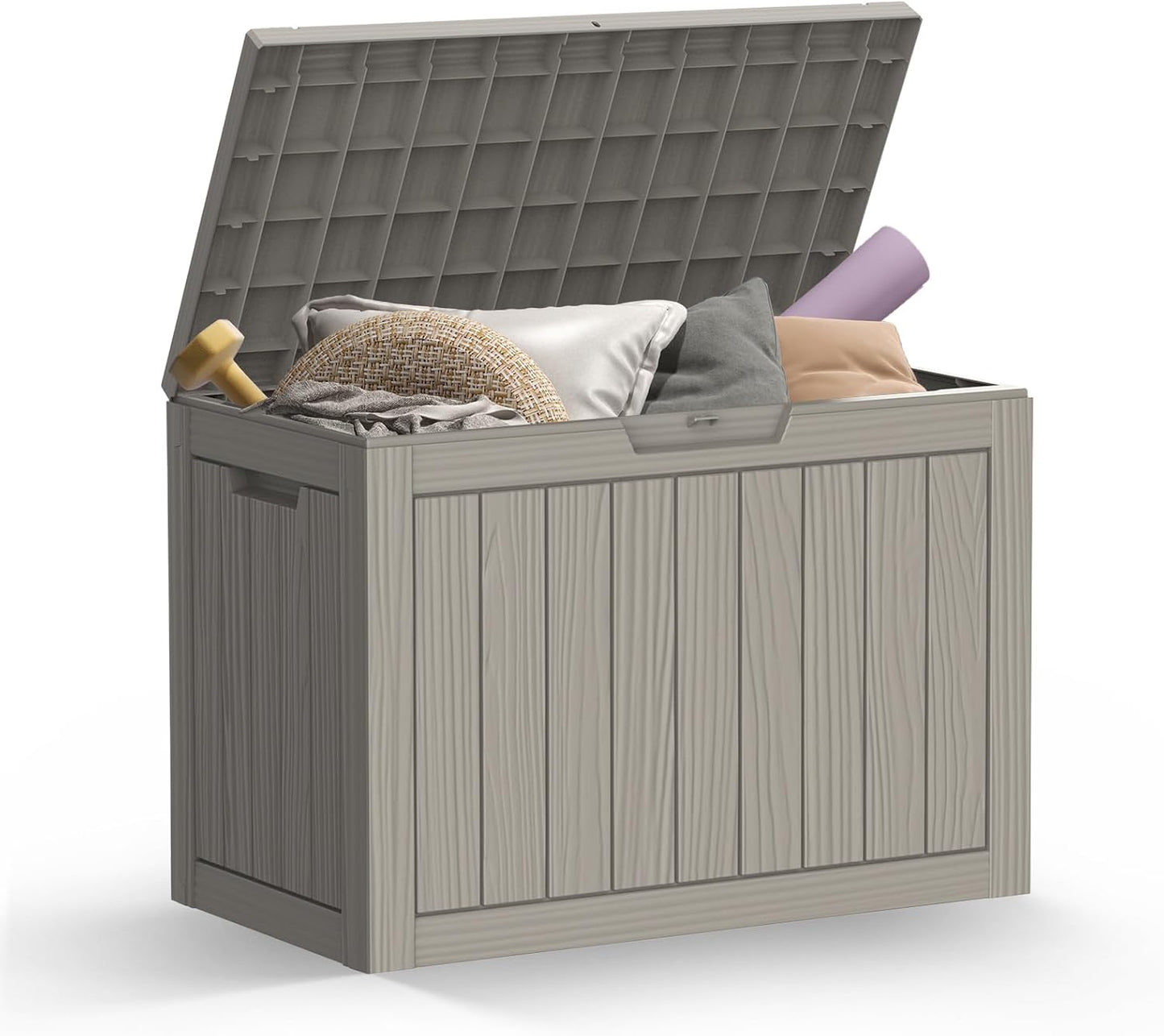 Mars Villa 45 Gallon Outdoor Storage Box, Resin Deck Box Waterproof, Storage Chest for Outside Patio Furniture Cushions, Pool Supplies, Garden Tools, UV Resistant and Weatherproof, Greige