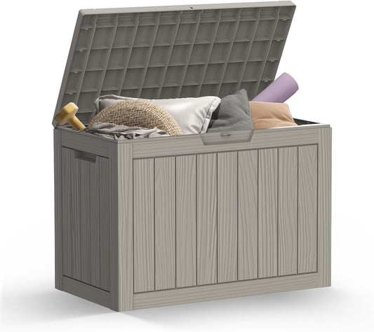 Mars Villa 45 Gallon Outdoor Storage Box, Resin Deck Box Waterproof, Storage Chest for Outside Patio Furniture Cushions, Pool Supplies, Garden Tools, UV Resistant and Weatherproof, Greige