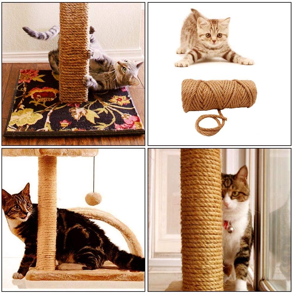 Leecogo 6mm Jute Rope, 66 Feet 4 Ply Heavy Duty and Thick Twine Rope for Gardening, Crafting, Packing, Bundling and Home Decor