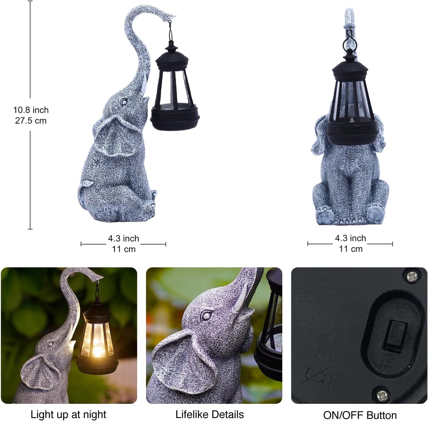 Goodeco Elephant Statue for Garden Decor with Gift Appeal - Ideal Gifts for Women, Mom or Birthdays, Beautifully Crafted Outdoor & Home Decor to Wow Your Guests (11" Elephant)