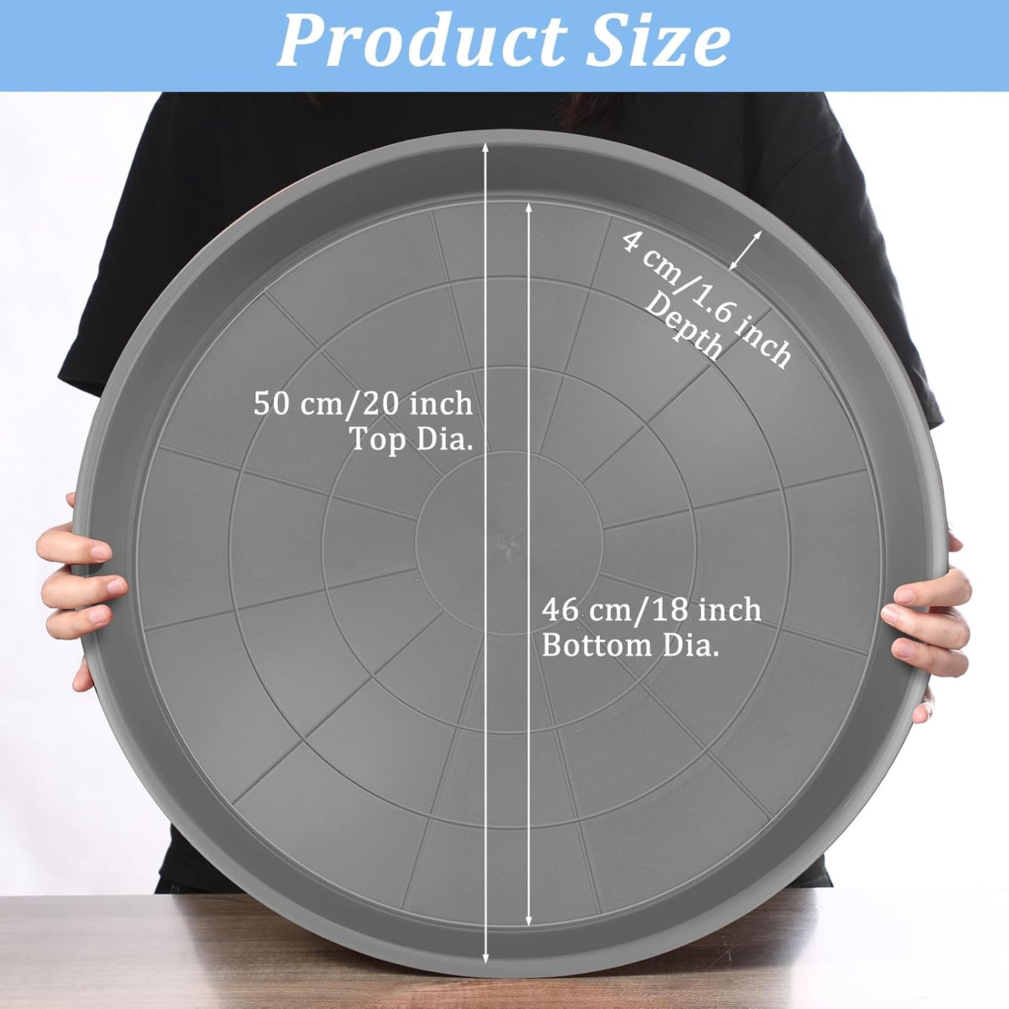 Eccliy 6 Pack Plastic Plant Saucer Heavy Duty Planter Saucers Large Plant Pot Saucers Plastic Water Trays for Indoors and Outdoors Flower Plant Plant Drip (Gray,16 Inch)