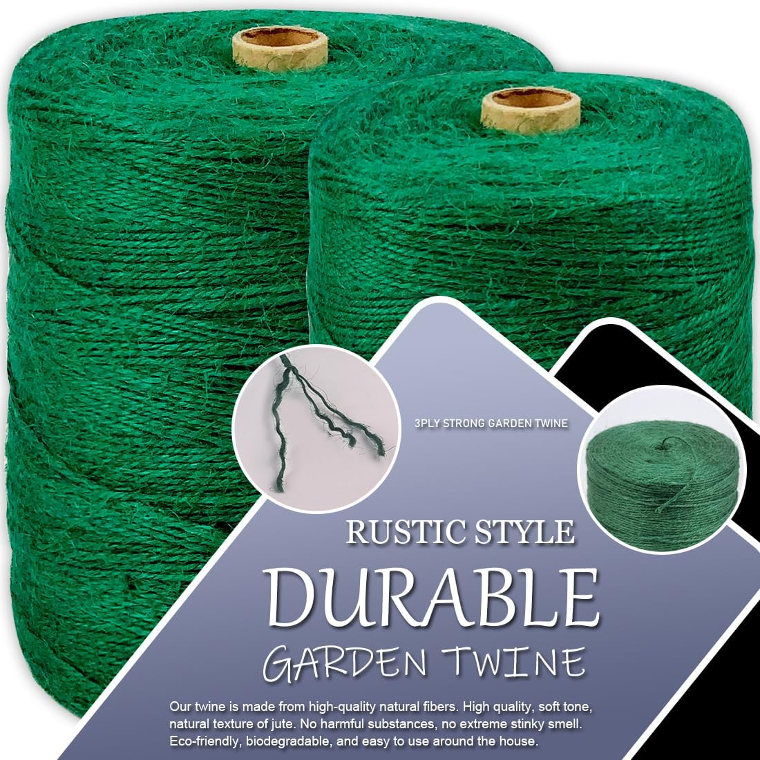PerkHomy Garden Twine Strong Natural Jute 3,600 Feet Long Green Twine for Gardening Tomato Climbing Plant Tie Floristry Crafts Gift Wrapping Packing Decor (Green 2mm * 3600feet)