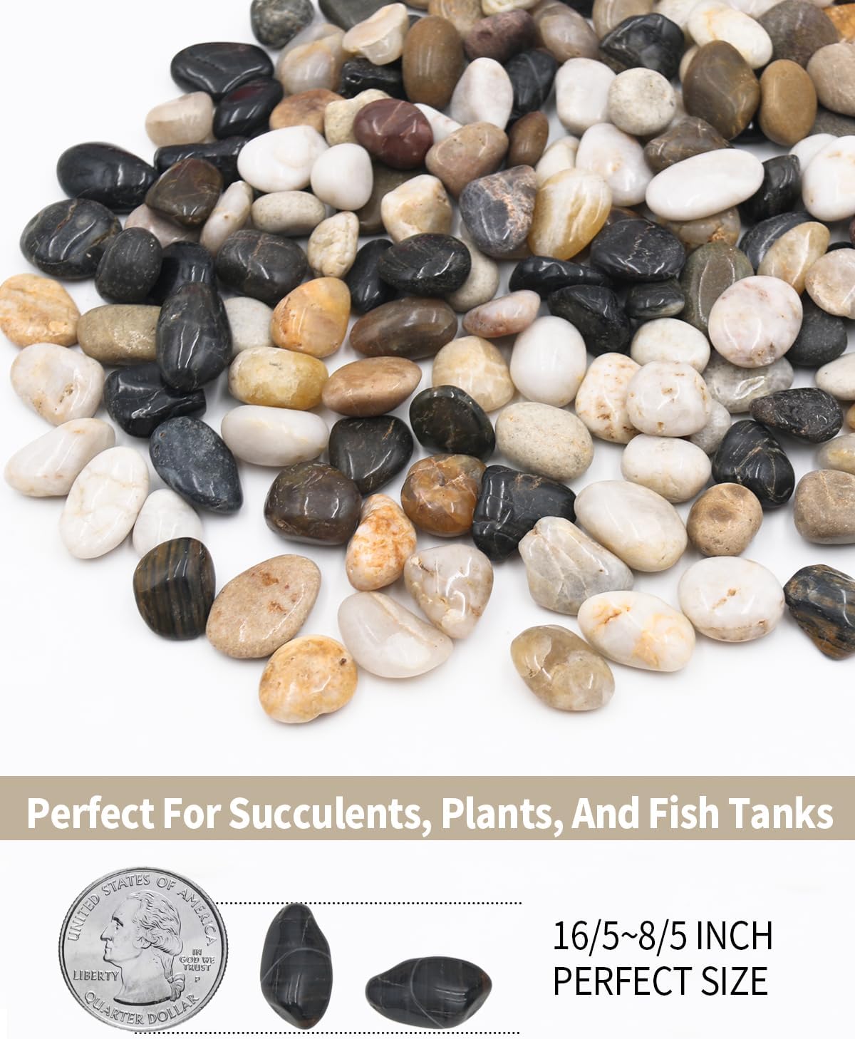 6lb Natural Polished River Rocks - 5/16-5/8 Inch Decorative Stones for Plants Garden Landscaping & Outdoor Decor Small Smooth Pebbles for Indoor/Outdoor
