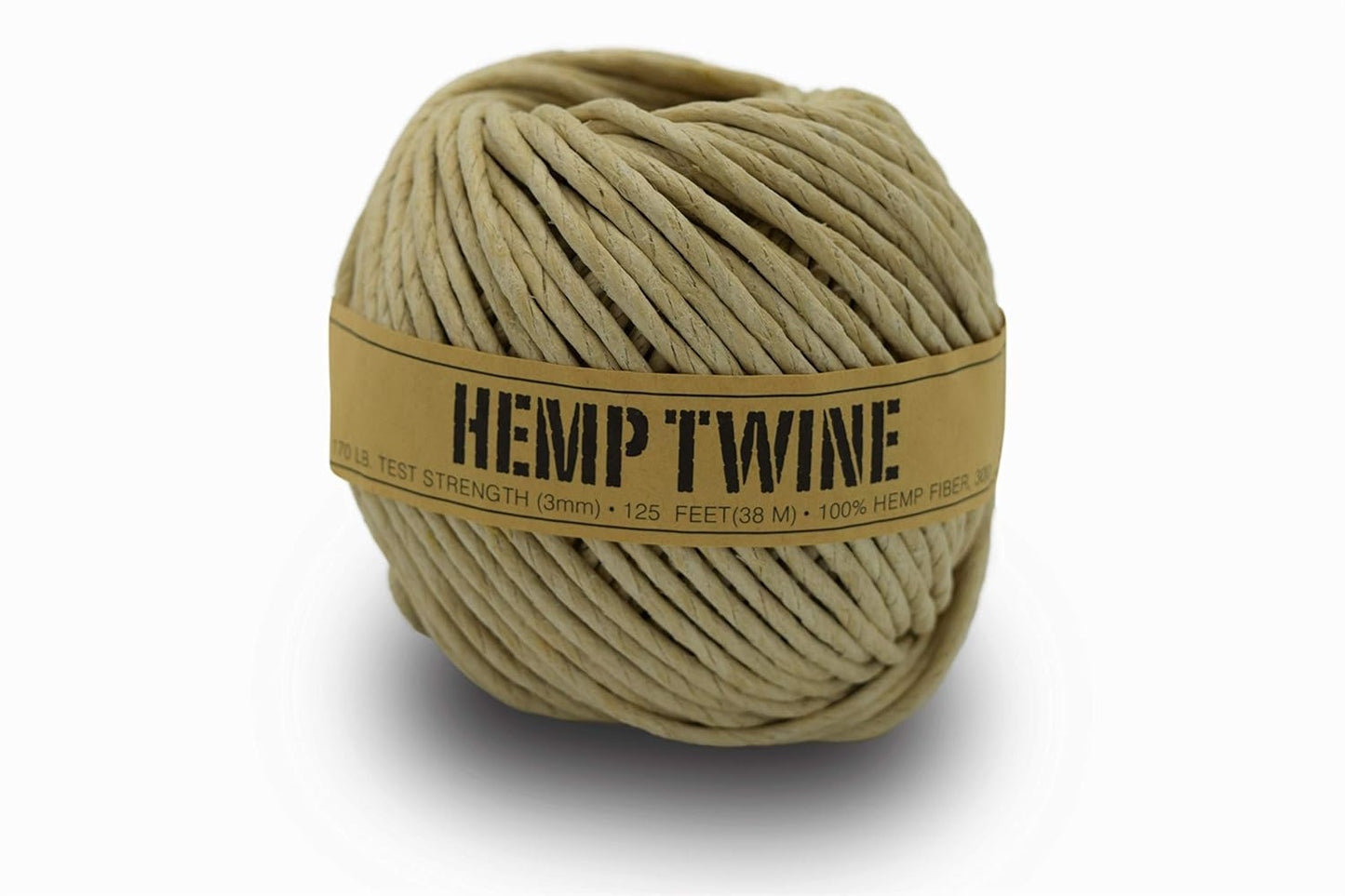 Hemp Twine for Gardening - Twine for Crafts - Organic Natural Hemp String for Jewelry Making - Strong Durable Cord for Decoration, Macrame + Cooking - 3MM 300G/125 Ft. - 170 lb Test Strength - Natural