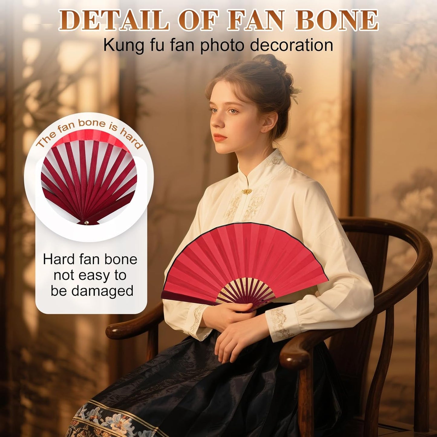 Boots On The Ground Hand Fan,Fans for Line Dancing,Folding Hand Rave Fan,Boots on The Ground Fans Largefold Fans,Decorative Folding Fans for Performance,Dance,Wedding,Party (Red)