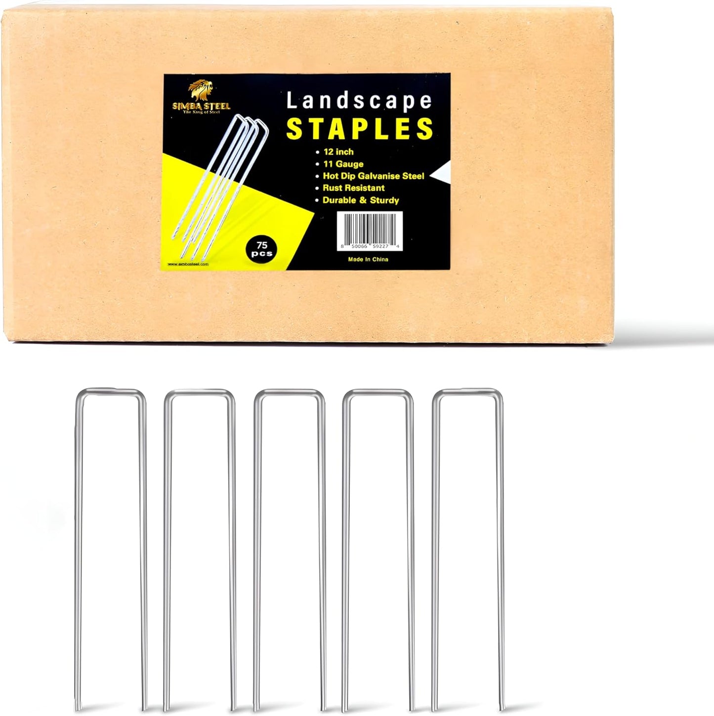 125 Pack x 12 Inch Landscape Staples Galvanised, Fabric Pins, 11 Gauge, Garden Staples, Tent Stakes, Fabric Pins for Lawn, Fence, Tent, Decoration, Weed Barrier, Outdoor. (125 x 12in)