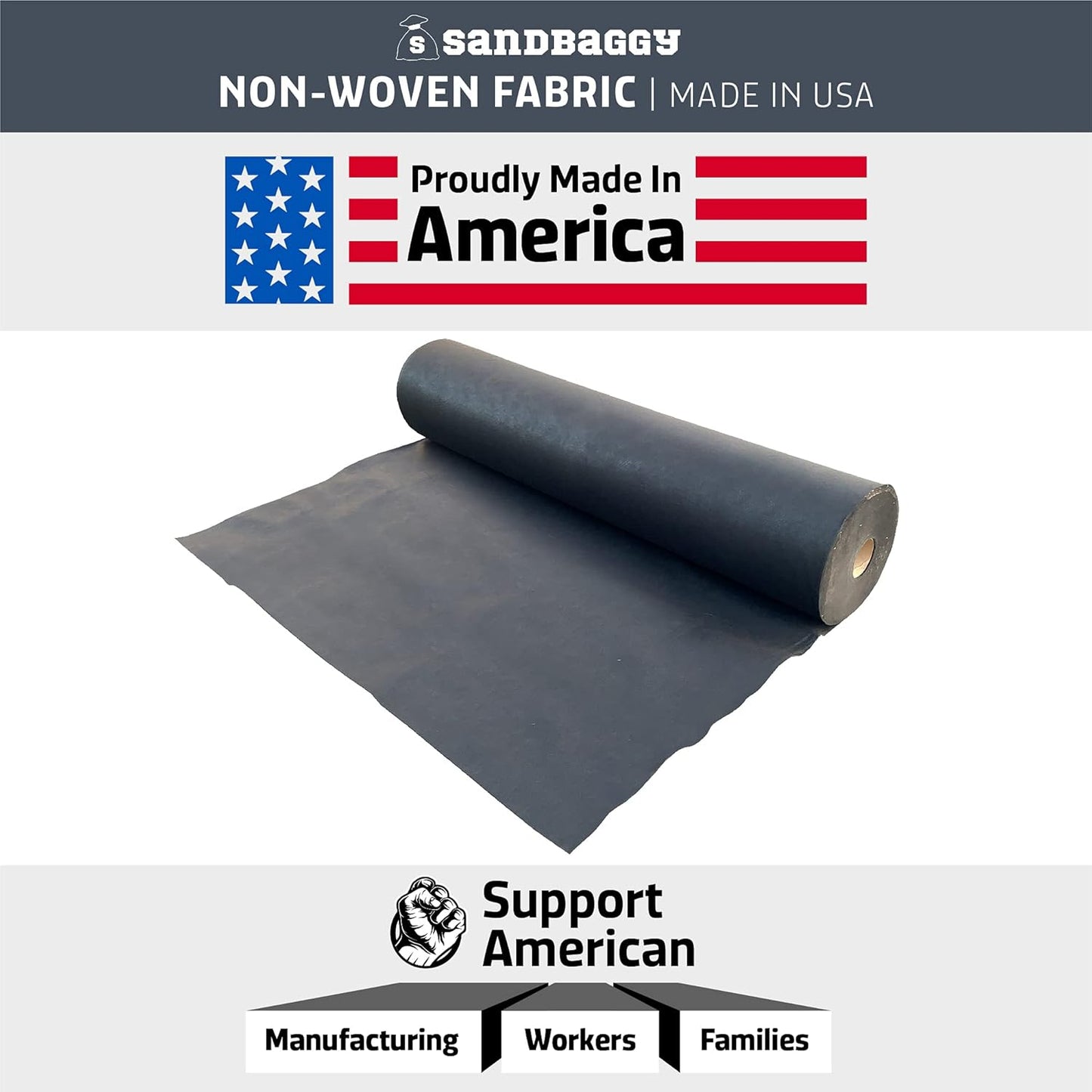 Sandbaggy Geotextile Pond Underlayment Padding | Made in USA | 50 YEAR Life* | Non Woven Fabric Protects Pond Liner From Damage | Made of Industrial Grade DOT Approved Fabric (6 ft x 25 ft or 150 sq ft)