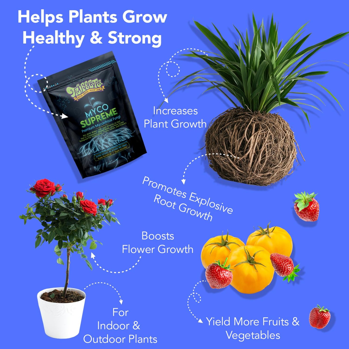 Mycorrhizal Fungi for Soil, Root Stimulator for Plants, Ultra Concentrated Mycorrhizae for Plants Strong Roots & Living Soil, Trifecta Myco Supreme Plant Root Stimulator for Tree, Rose and Flower Care