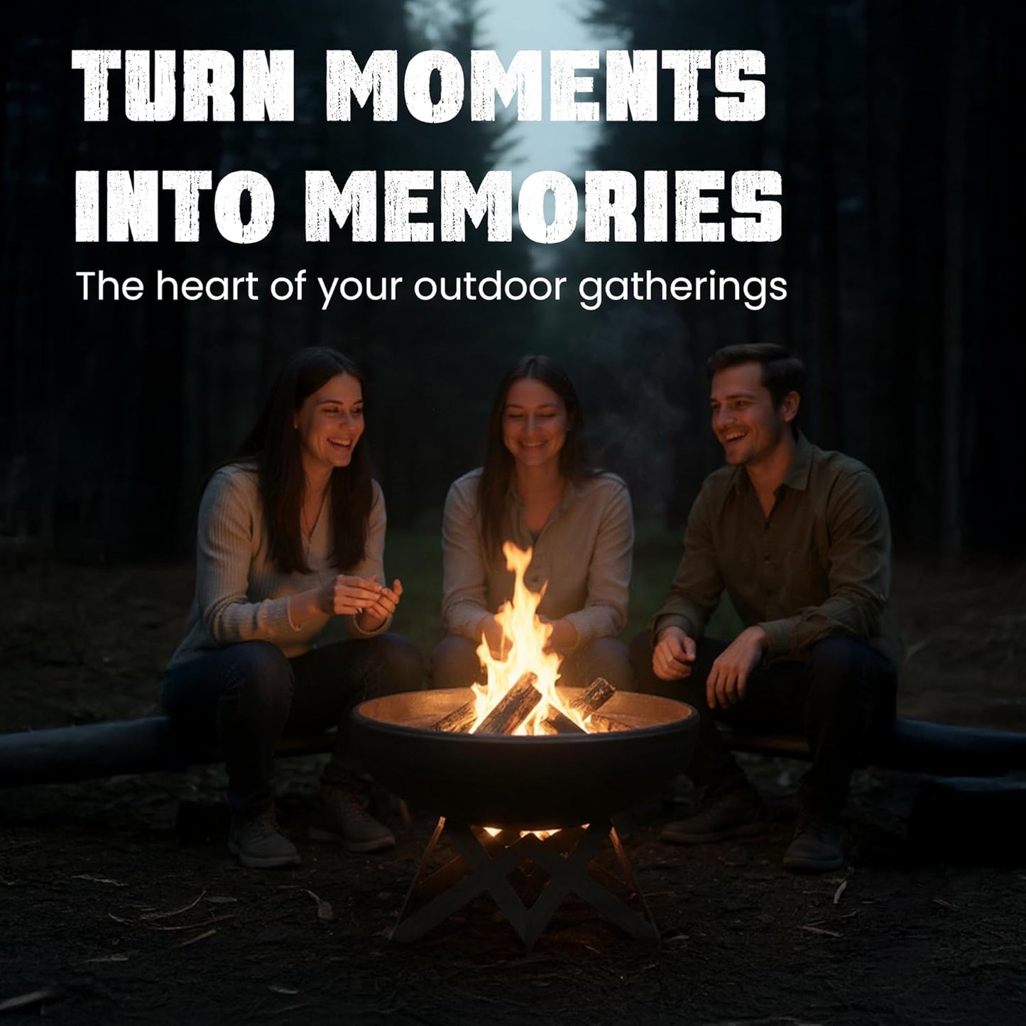 Liberty Fire Pit – Ohio Flame Wood Burning Outdoor Fire Pit - 24" Diameter with Angled Base (Made in USA)