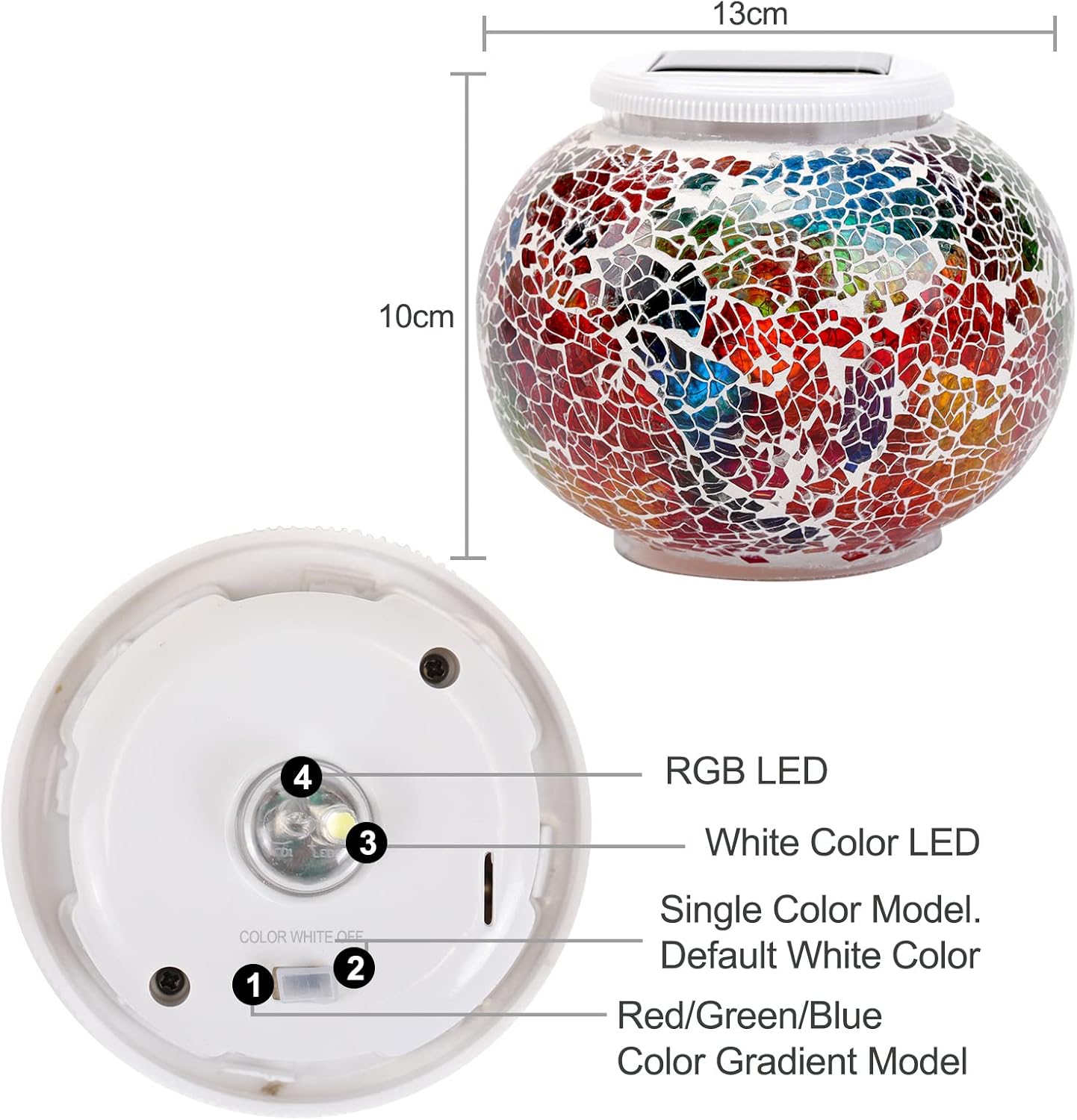 Color Changing Solar Powered Glass Ball Garden Lights，echargeable Solar Table Lights Outdoor Waterproof Solar Night Lights for Garden, Patio, Party，Outdoor/Indoor Decorations, Ideal Gift