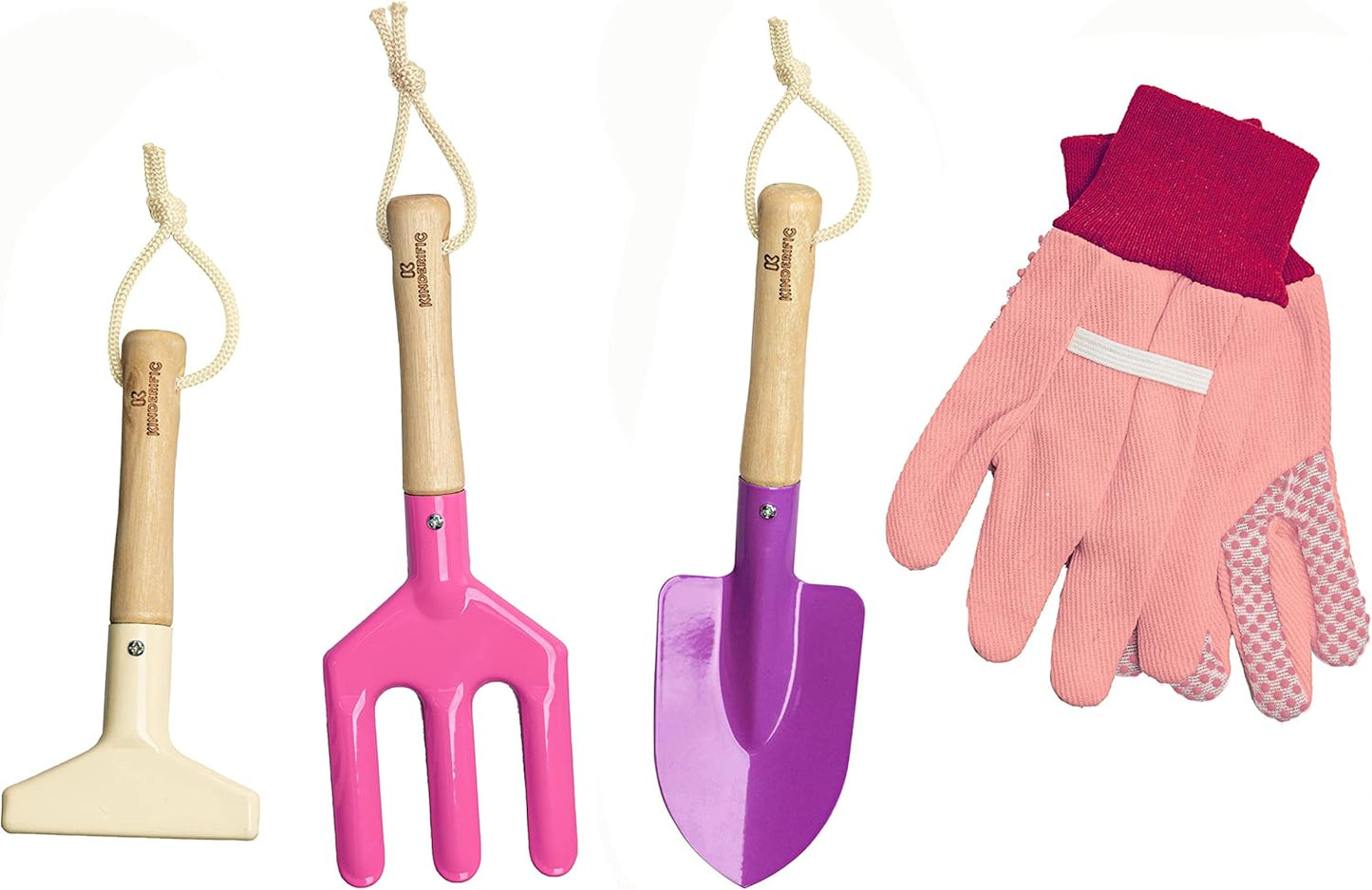 Gardening Set, Tool Kit, for Kids, STEM, Includes Tote Bag, Spade, Watering Can, Rake, Fork, Trowel and Gloves (Princess Pink)