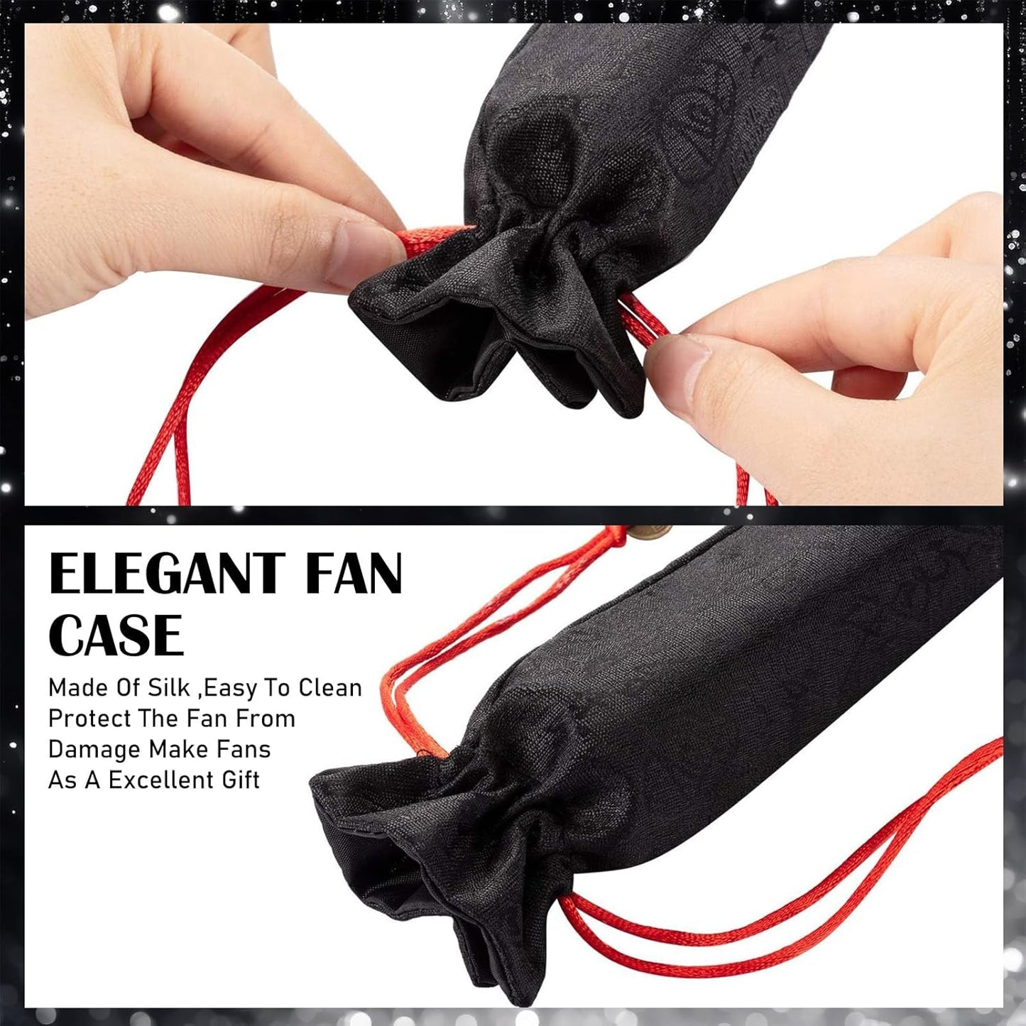 Maitys 20 Packs Large Clap Fans for Line Dancing Large Chinese Folding Hand Fans for Men and Women, Festival, Tai Ji, Kungfu, Martial Art, Gifts (Black)