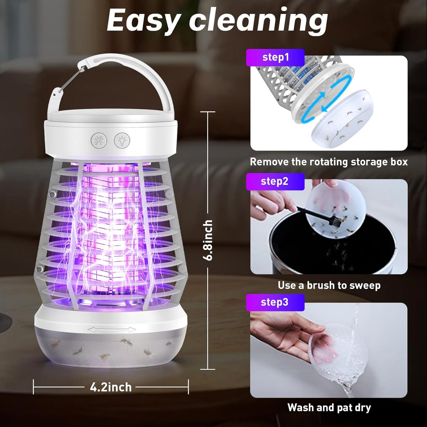 Upgraded Fly Traps,3 in 1 Bug Zapper Outdoor & Indoor, Electric Mosquito Killer Lamp with 2000V Grid & On/Off Switch, Mosquito Traps for Kitchen, Patio, Backyard, and More (White)