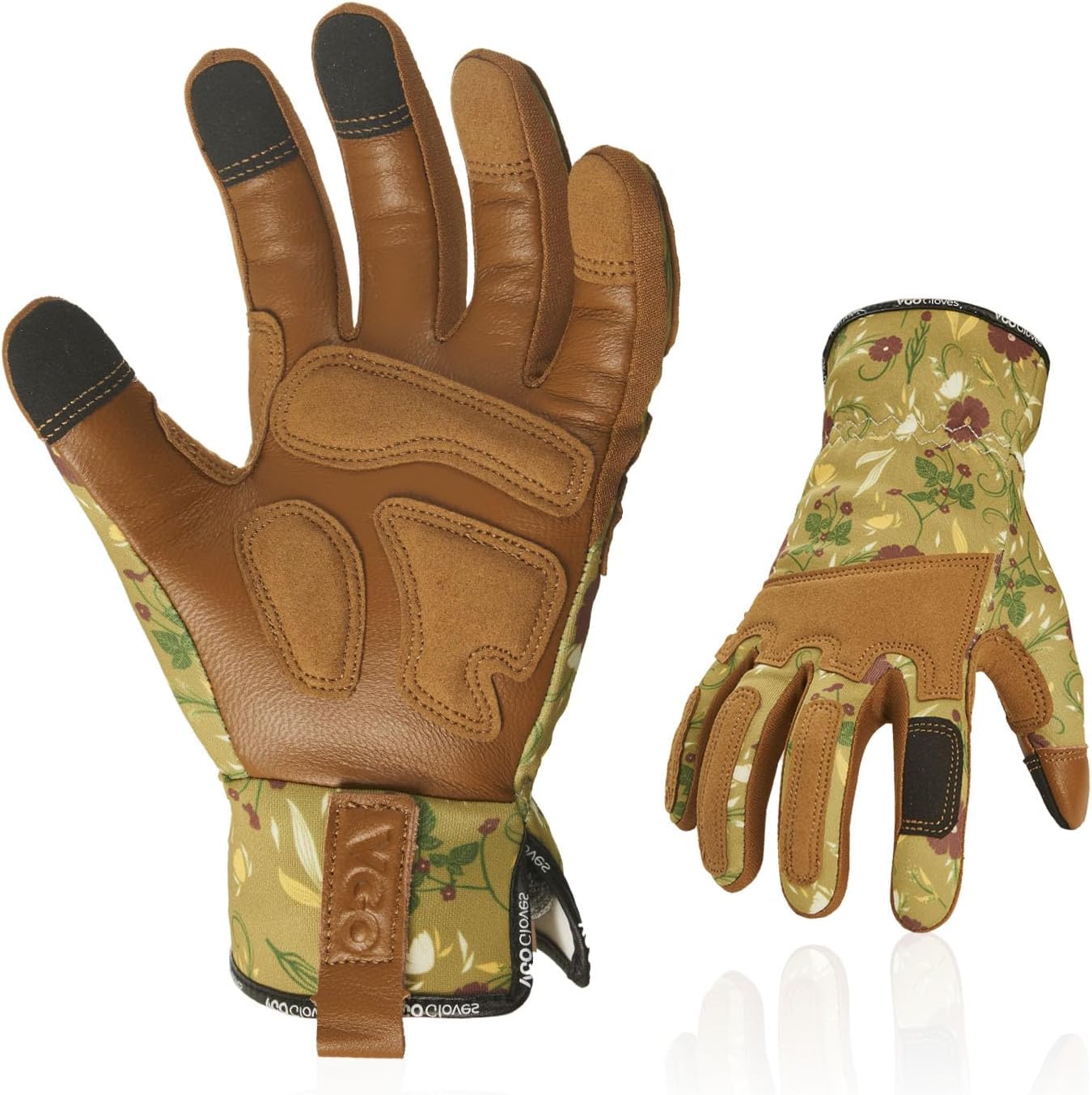 Vgo... 1Pair Gardening Gloves for Women, Goatskin leather Thorn Proof Working Gloves for Weeding, Digging, Raking, Pruning and Planting,Touchscreen (S,Light Green,GA7471)