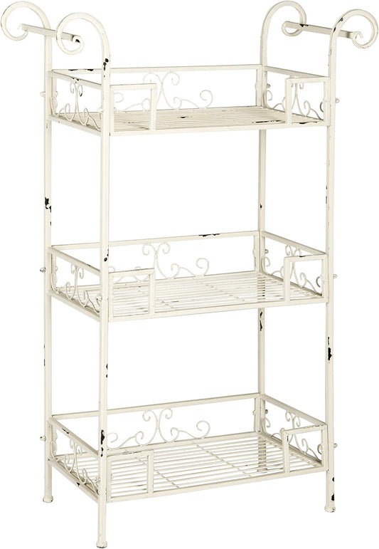 SAFAVIEH Outdoor Collection Noreen Antique White 3 Tier Shelf